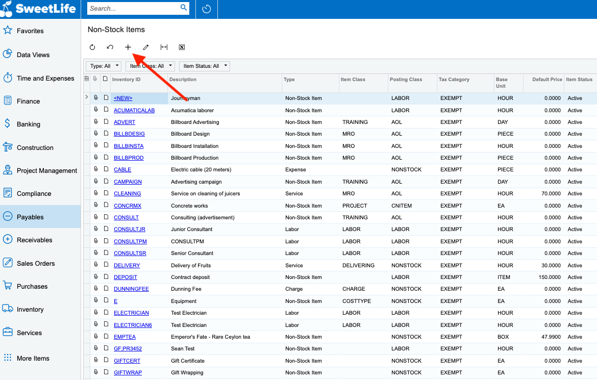 Acumatica Non-Stock Item Setup 1