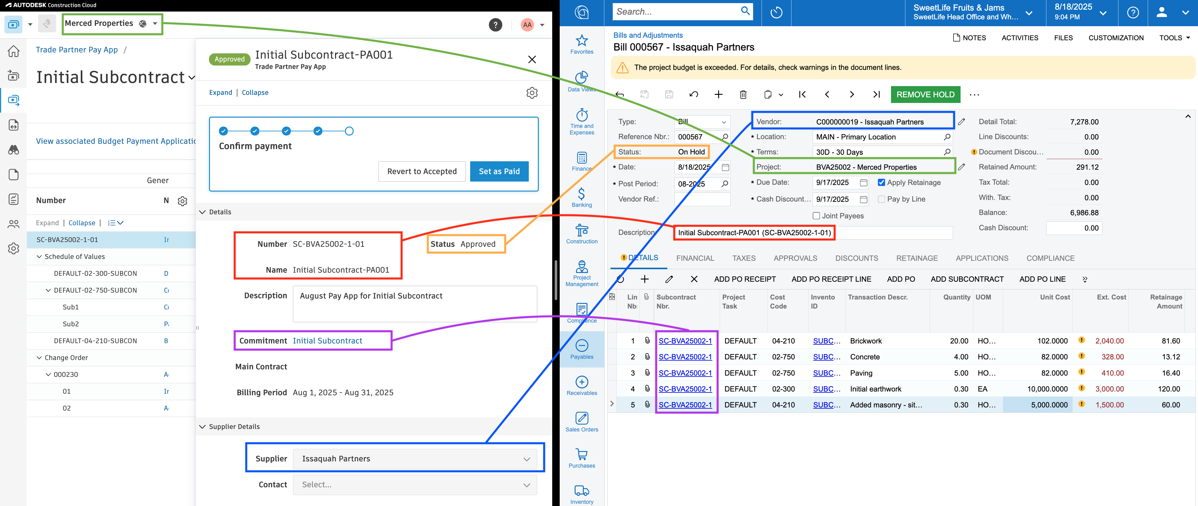 Autodesk Build and Acumatica AP Invoice Mapping
