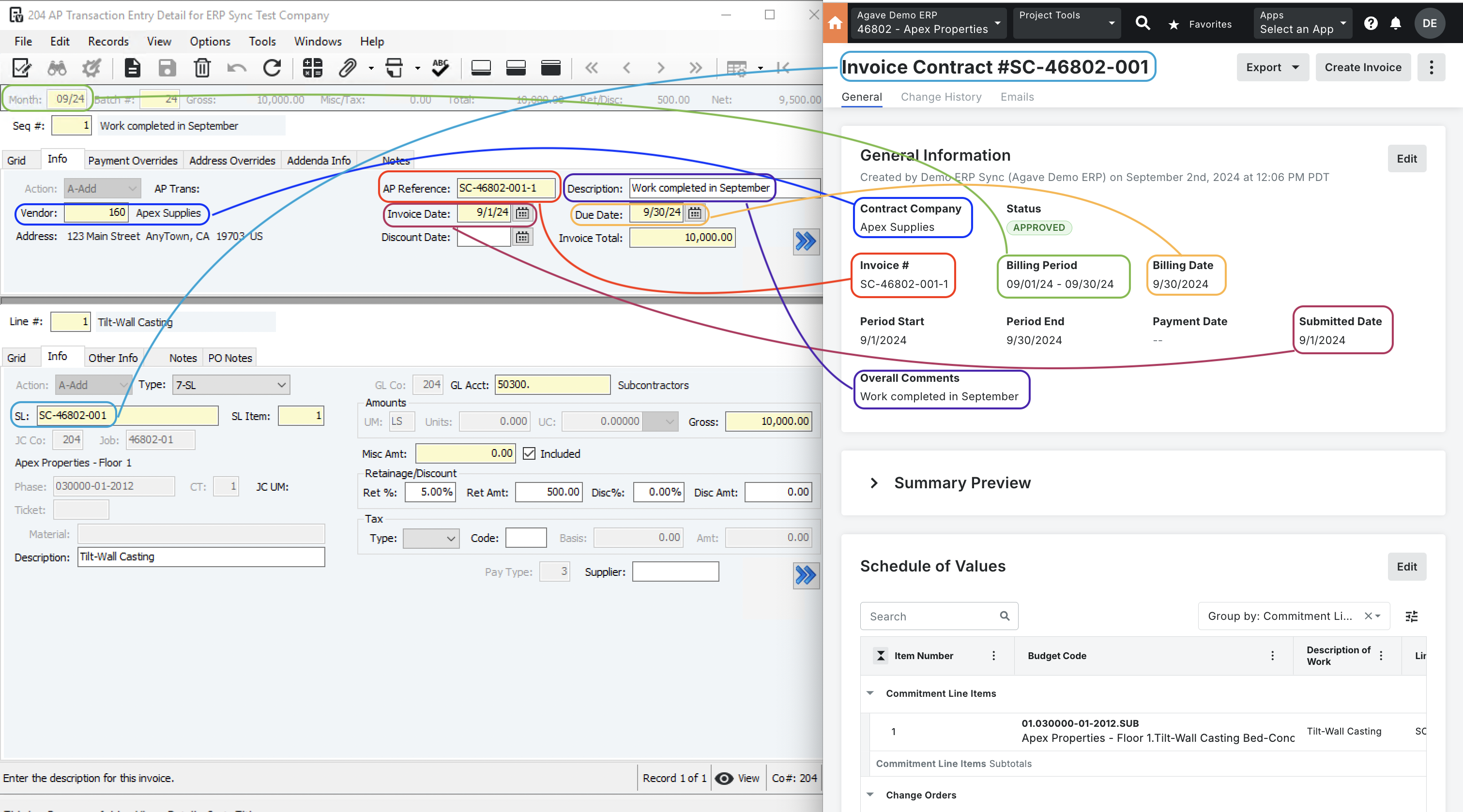 Procore and Vista Visual Mapping