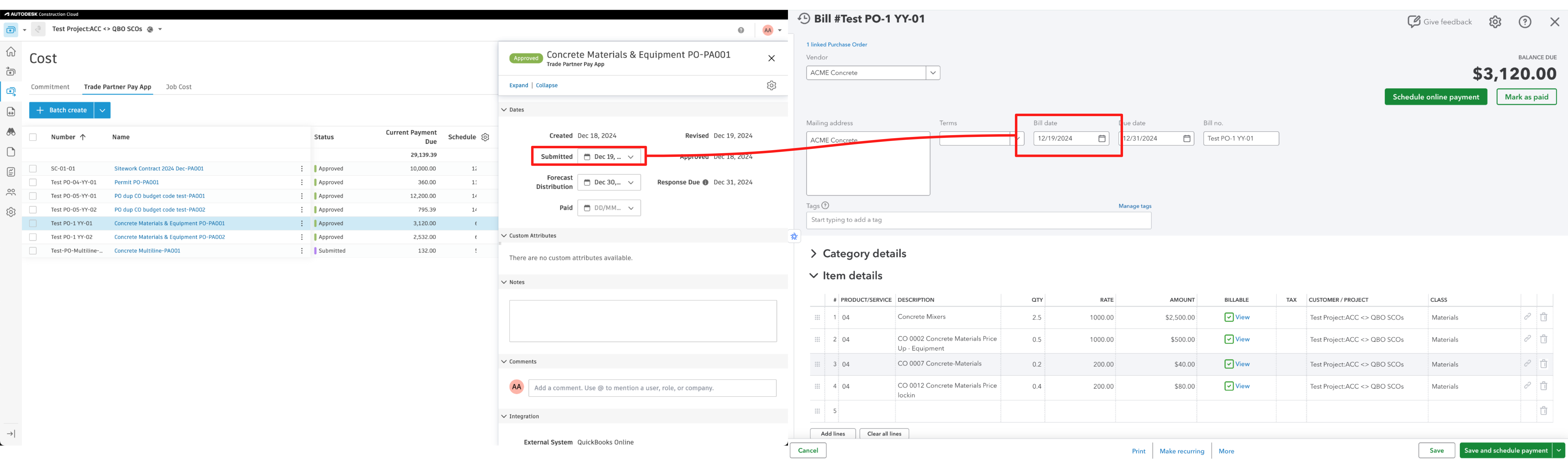 Autodesk Build and QuickBooks Online Purchase Orders Visual Mapping 2