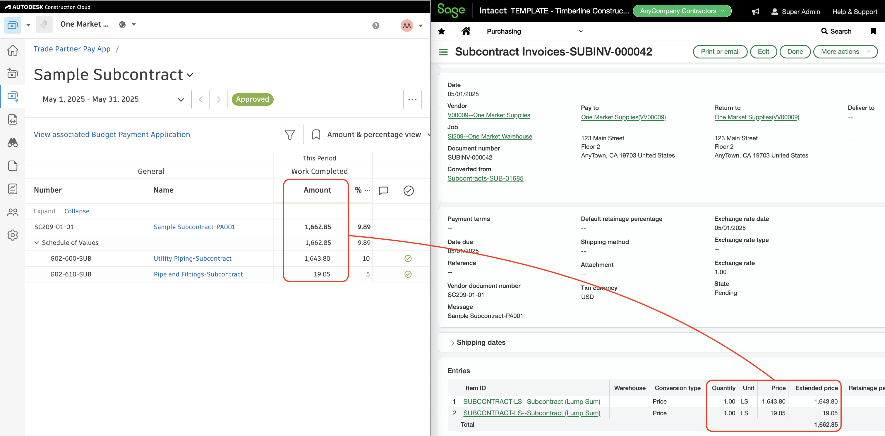 Autodesk Build and Sage Intacct Visual Mapping