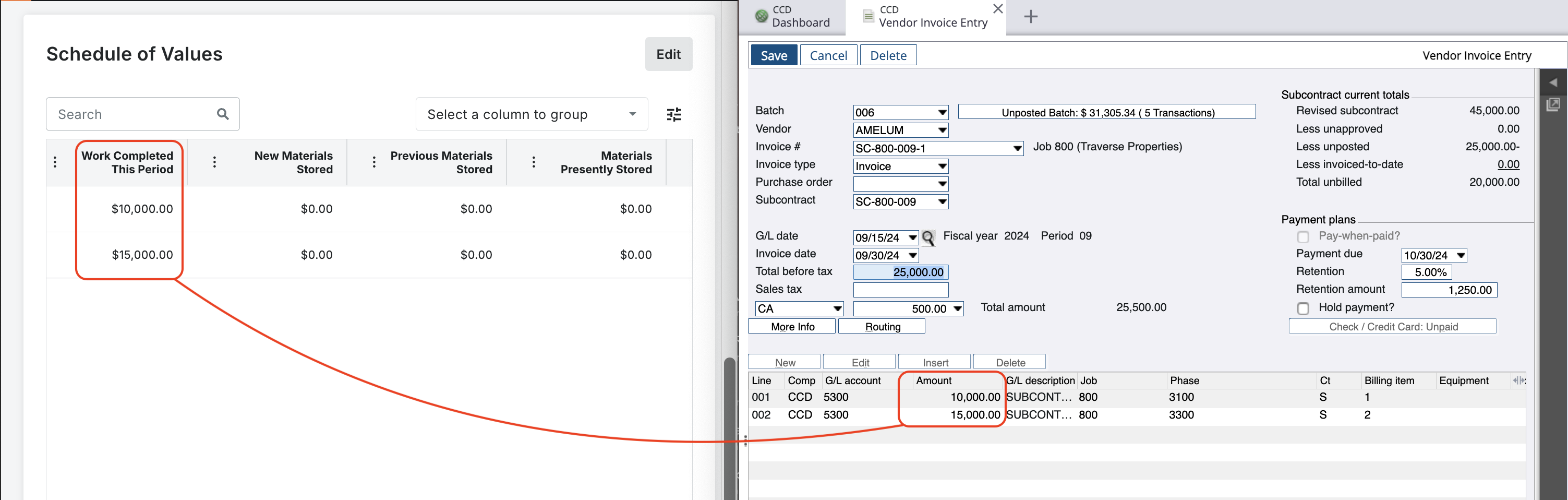 Procore and Spectrum AP Invoice Visual Mapping