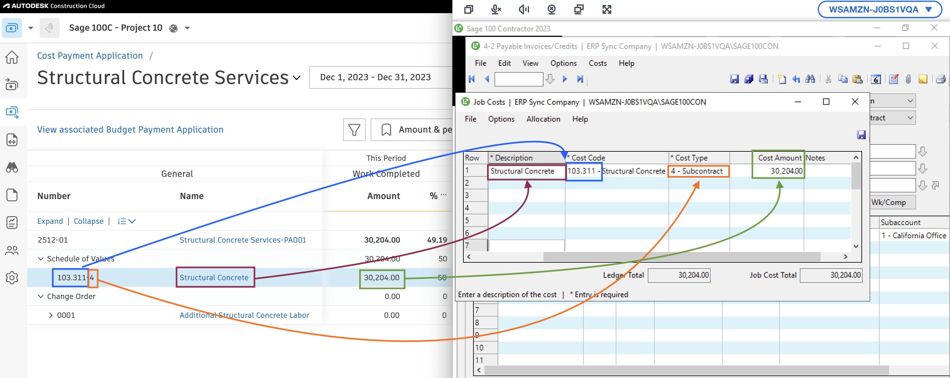 Autodesk Build and Sage 100 AP Invoices Mapping