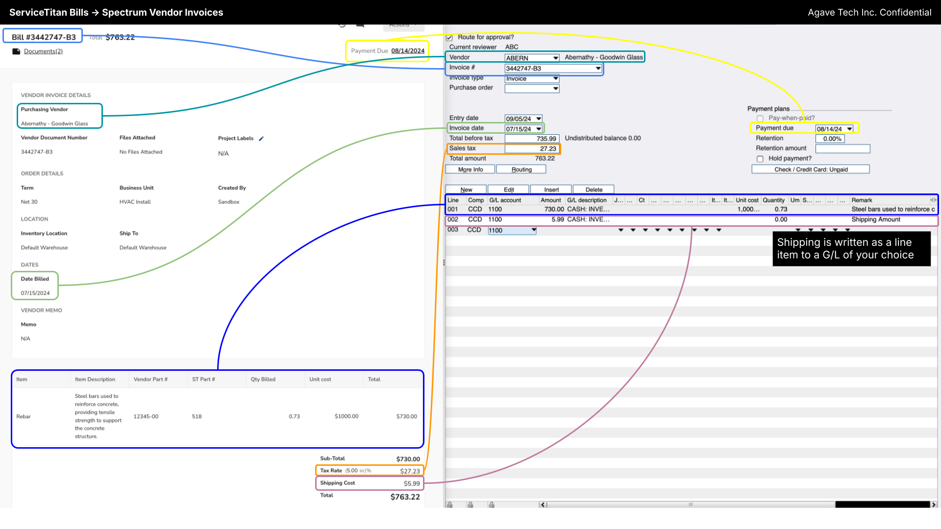 ServiceTitan and Spectrum AP Invoices Visual Mapping