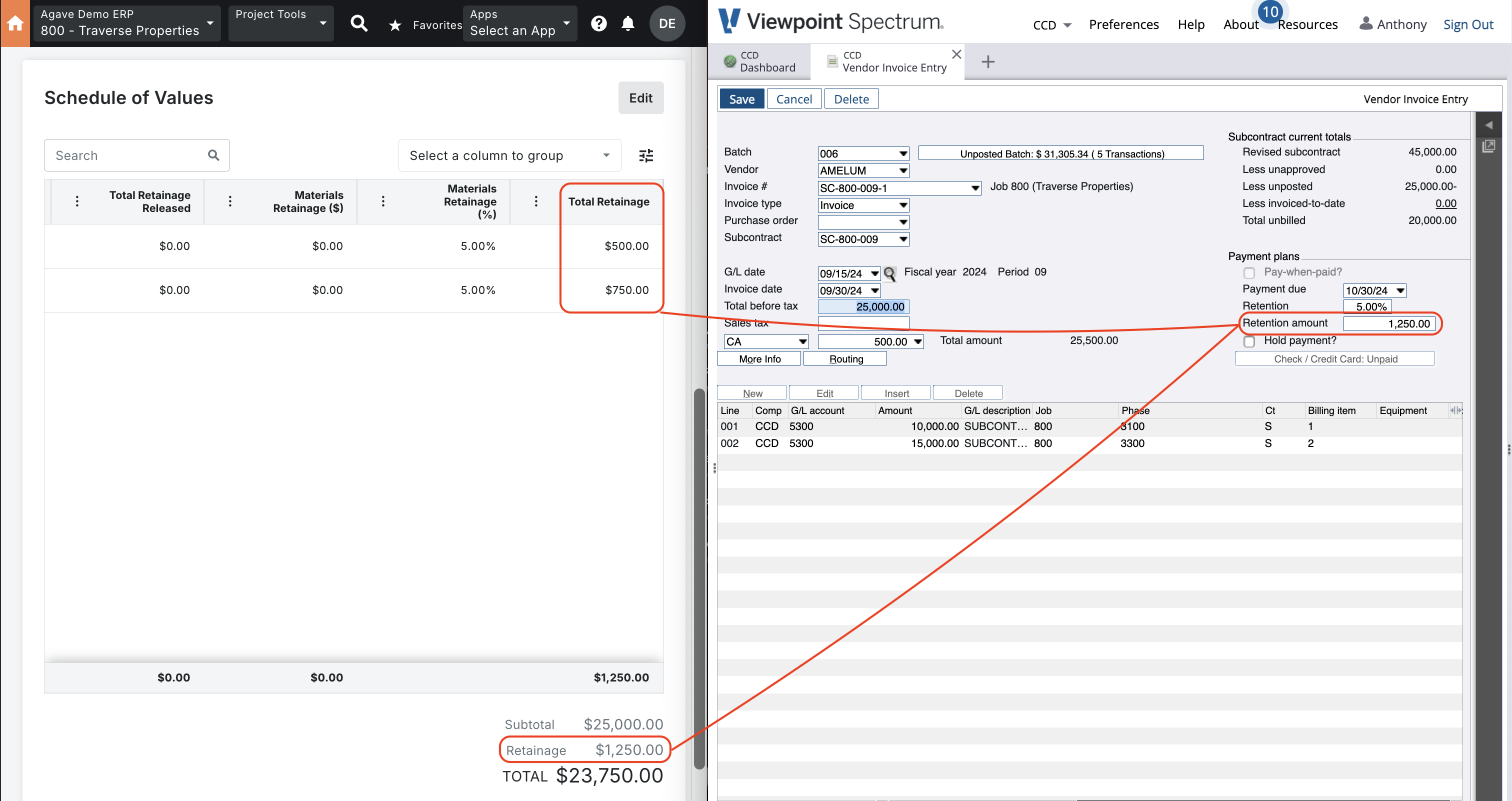 Procore and Spectrum AP Invoice Visual Mapping