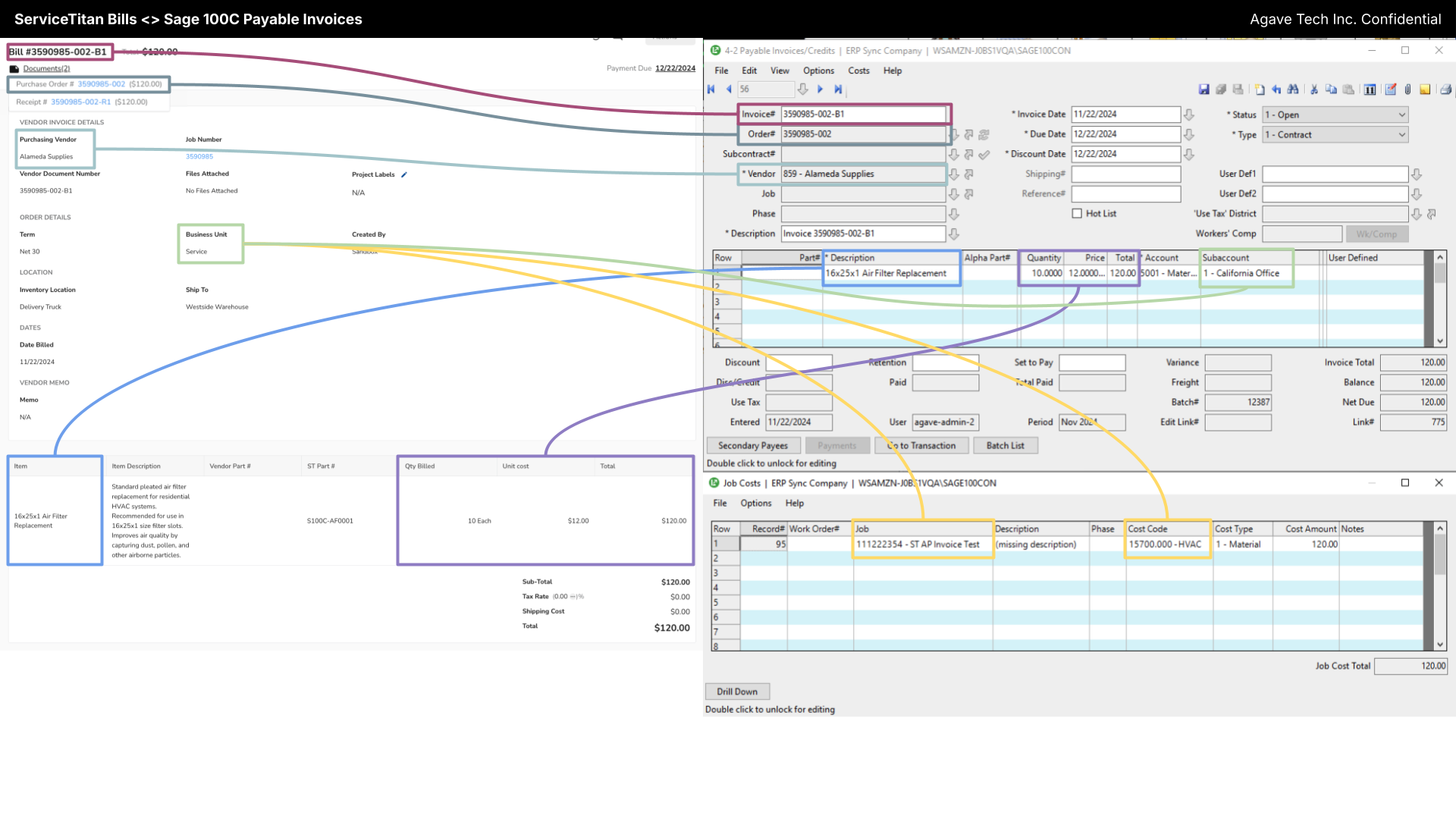 ServiceTitan and Sage 100 Contractor AP Invoices Visual Mapping