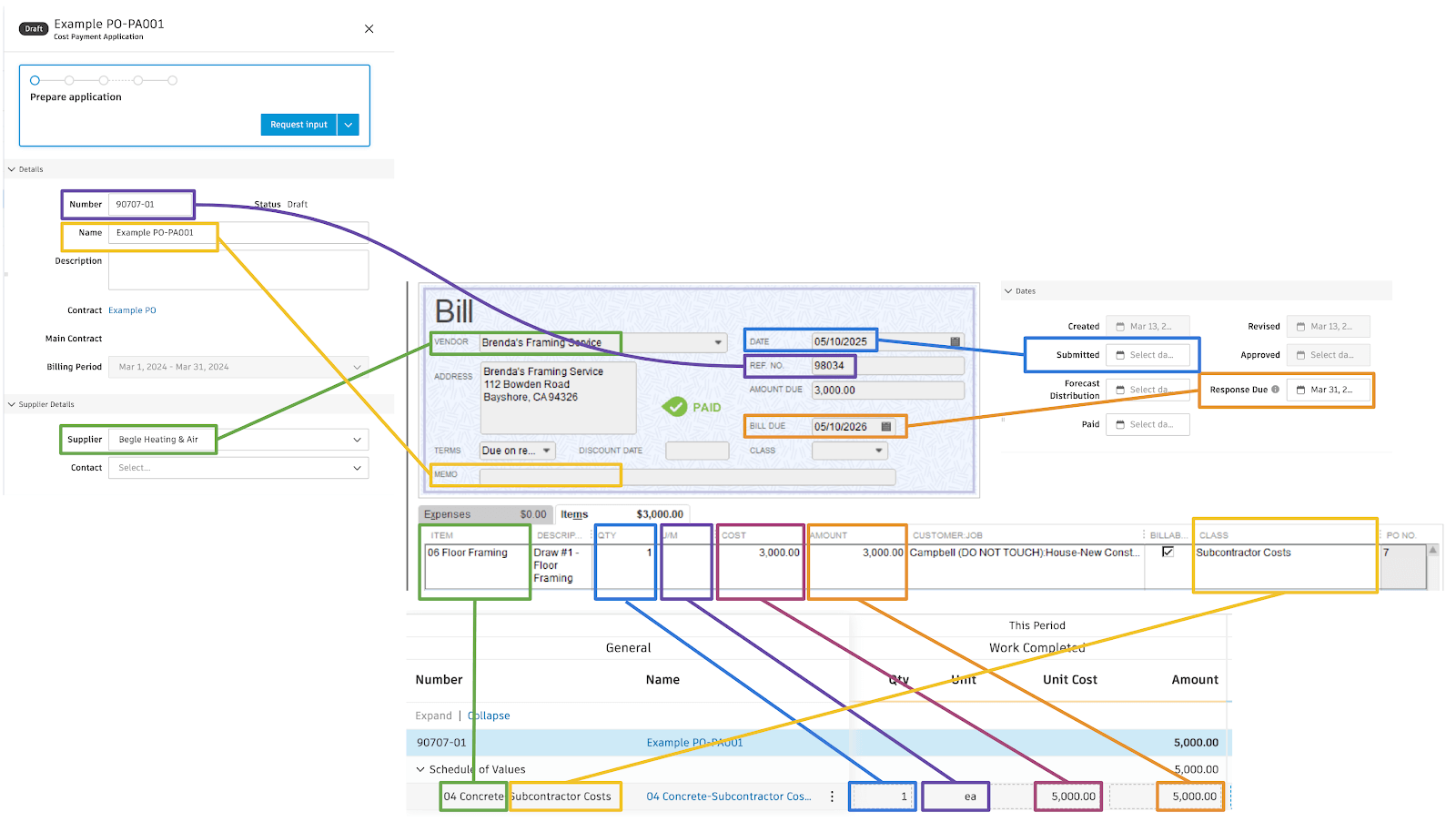 Autodesk Build and QuickBooks Desktop AP Invoices Visual Mapping