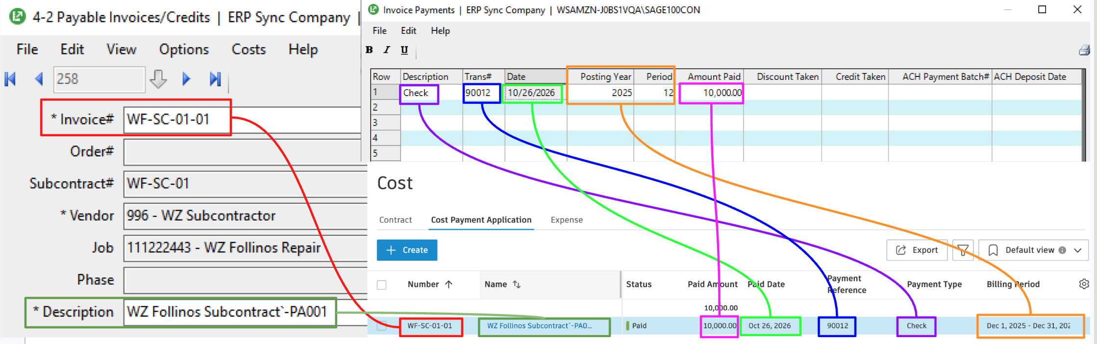 Autodesk Build and Sage 100 AP Payments Mapping
