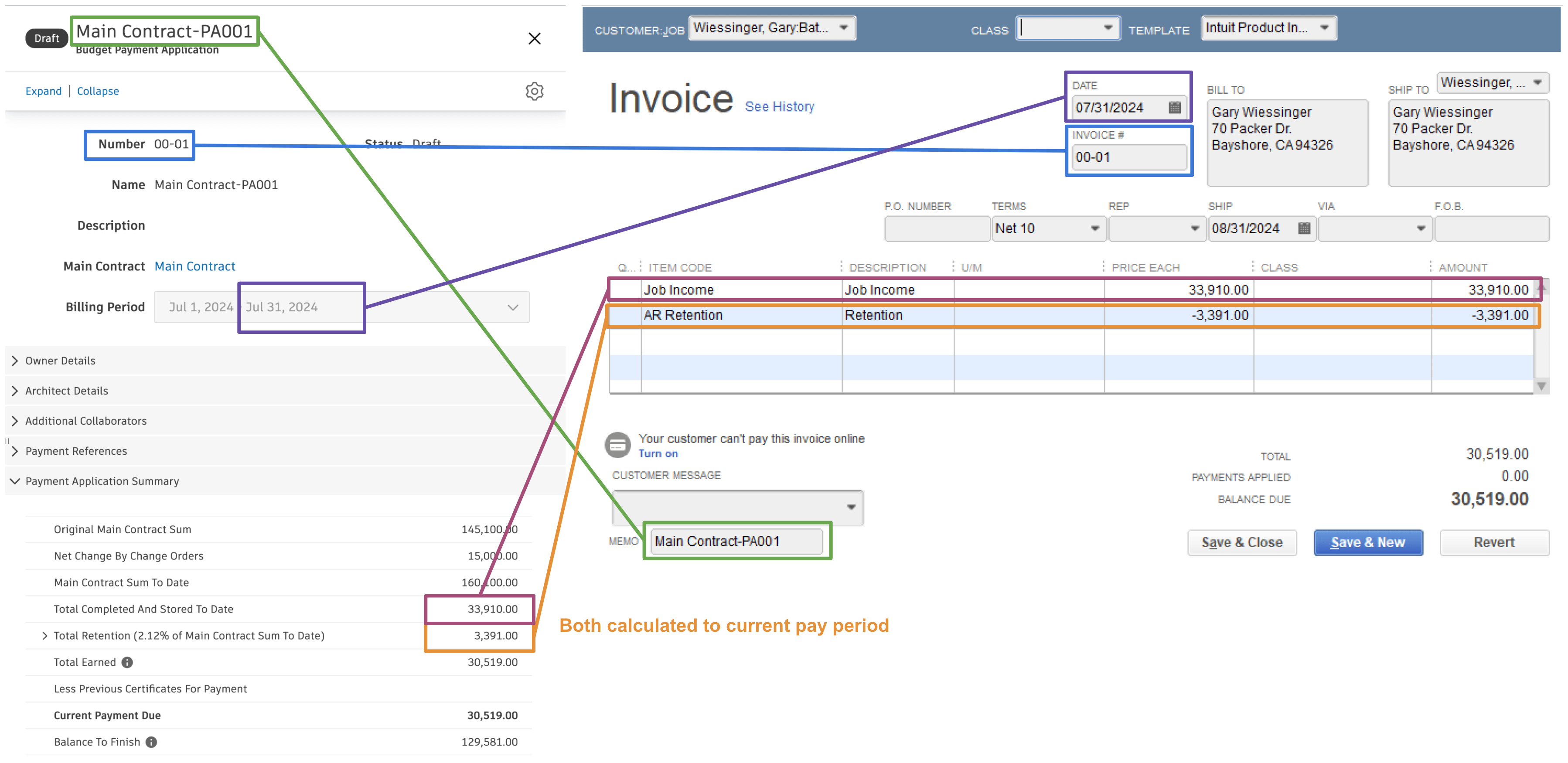 Autodesk Build and QuickBooks Desktop AR Invoices Visual Mapping