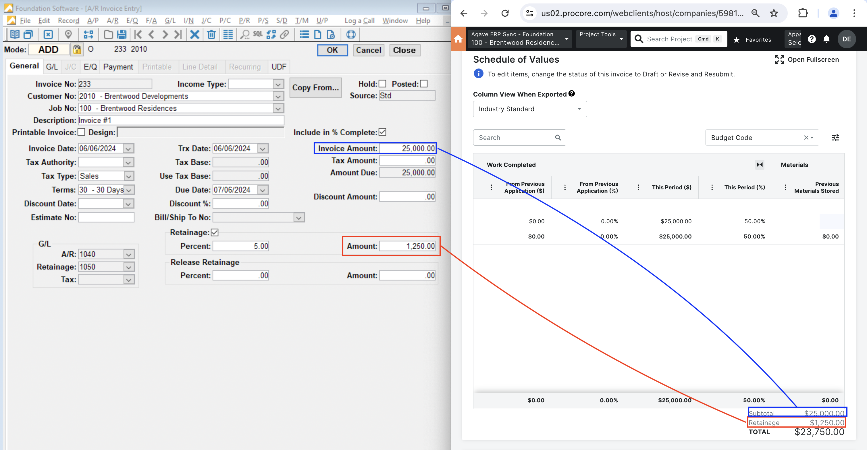 Foundation and Procore Visual Mapping