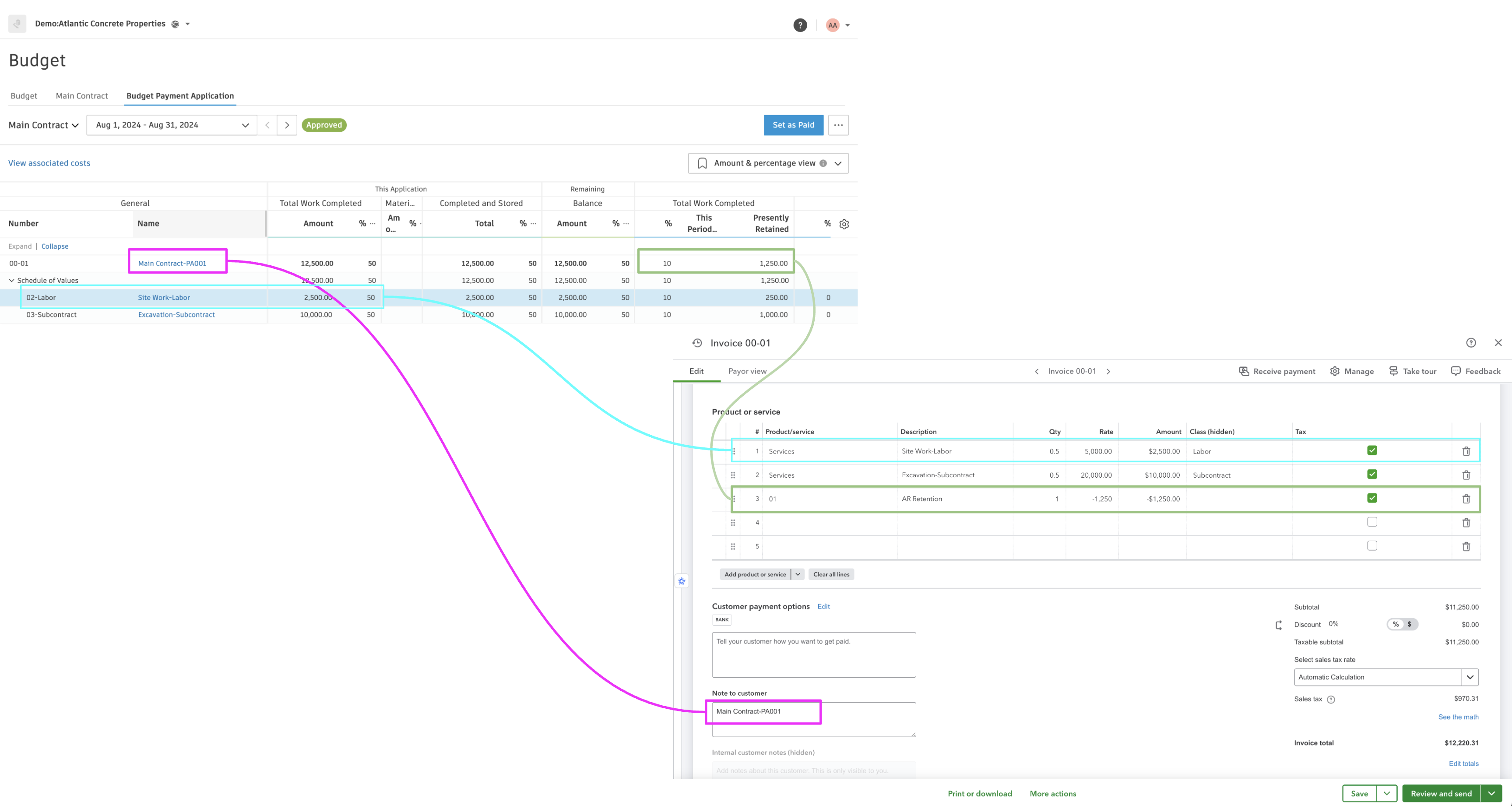 Autodesk Build and QuickBooks Online AR Invoices Visual Mapping 3
