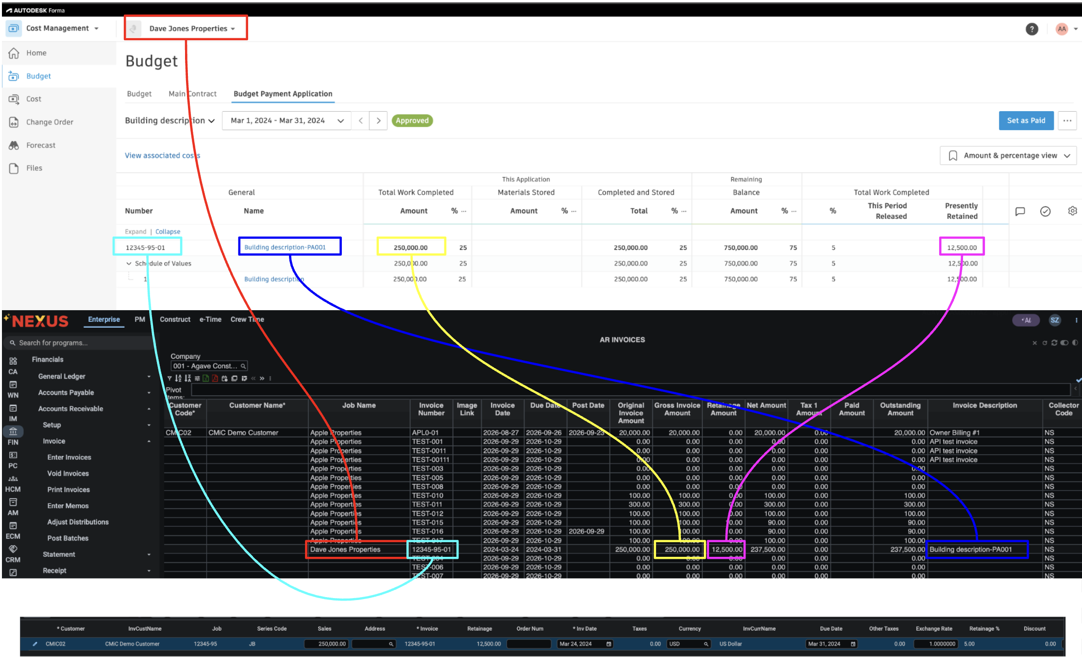 Autodesk Build and CMiC AR Invoices Mapping