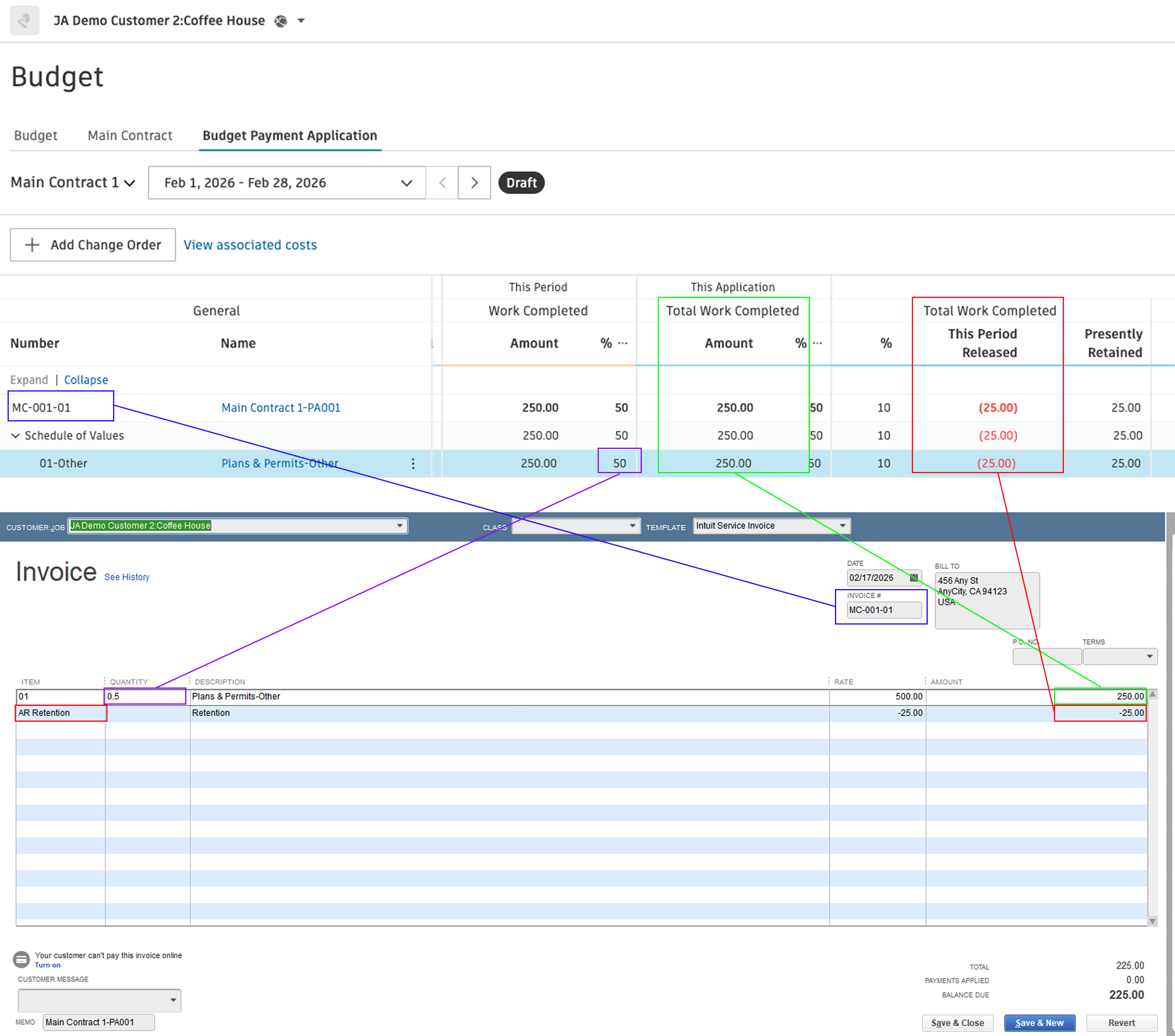 Autodesk Build and QuickBooks Desktop AP Invoices Visual Mapping