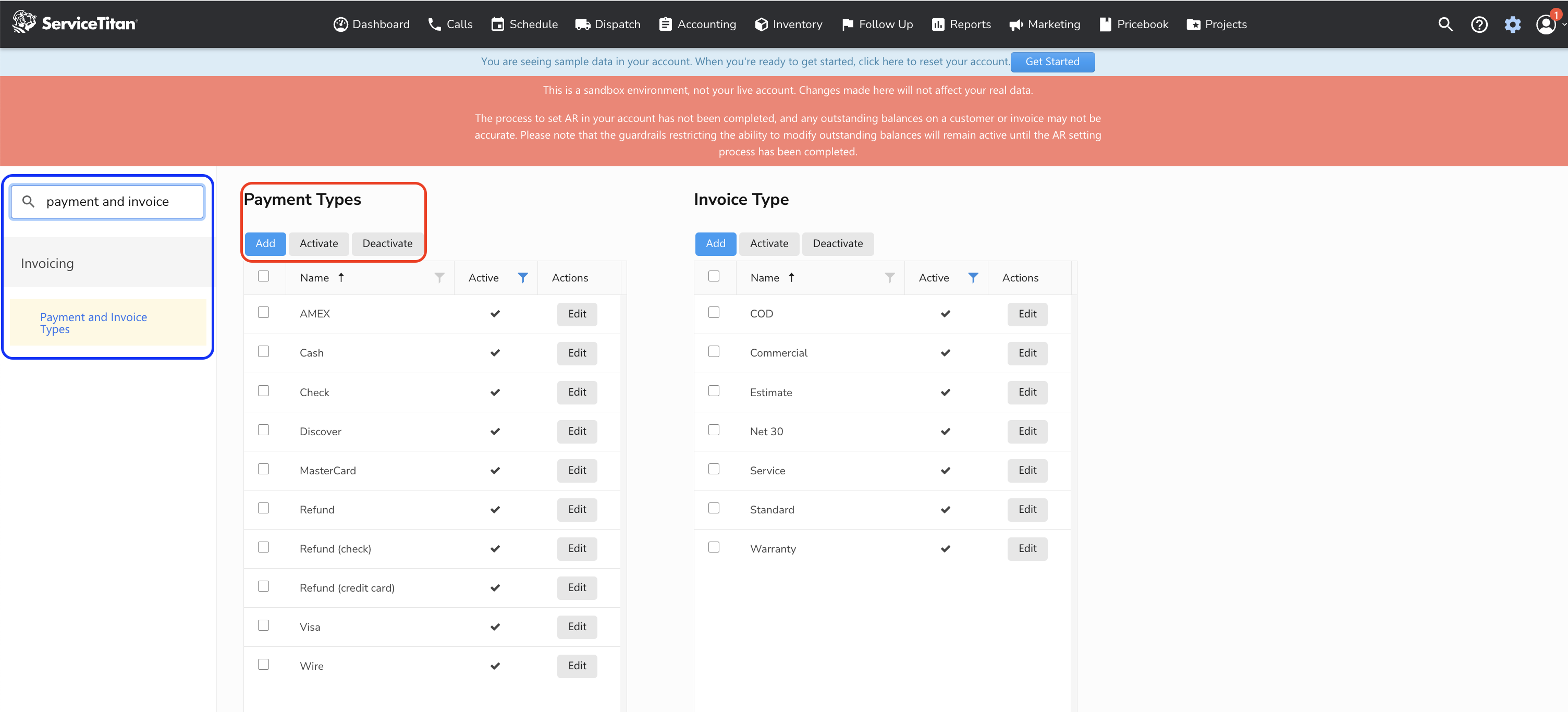 ServiceTitan and Sage 300 CRE AR Invoices Visual Mapping