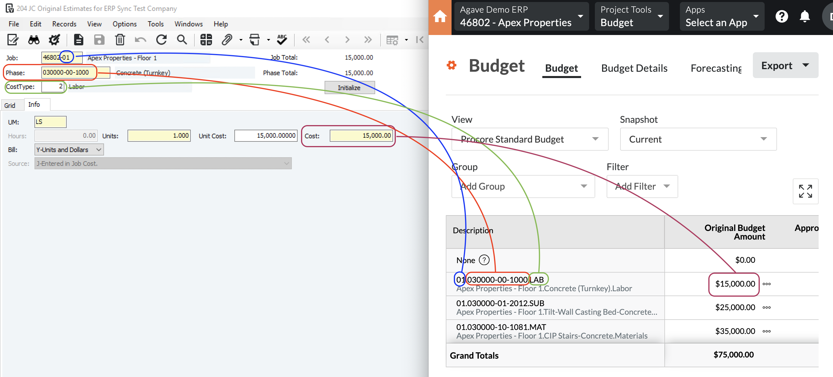 Procore and Vista Visual Mapping