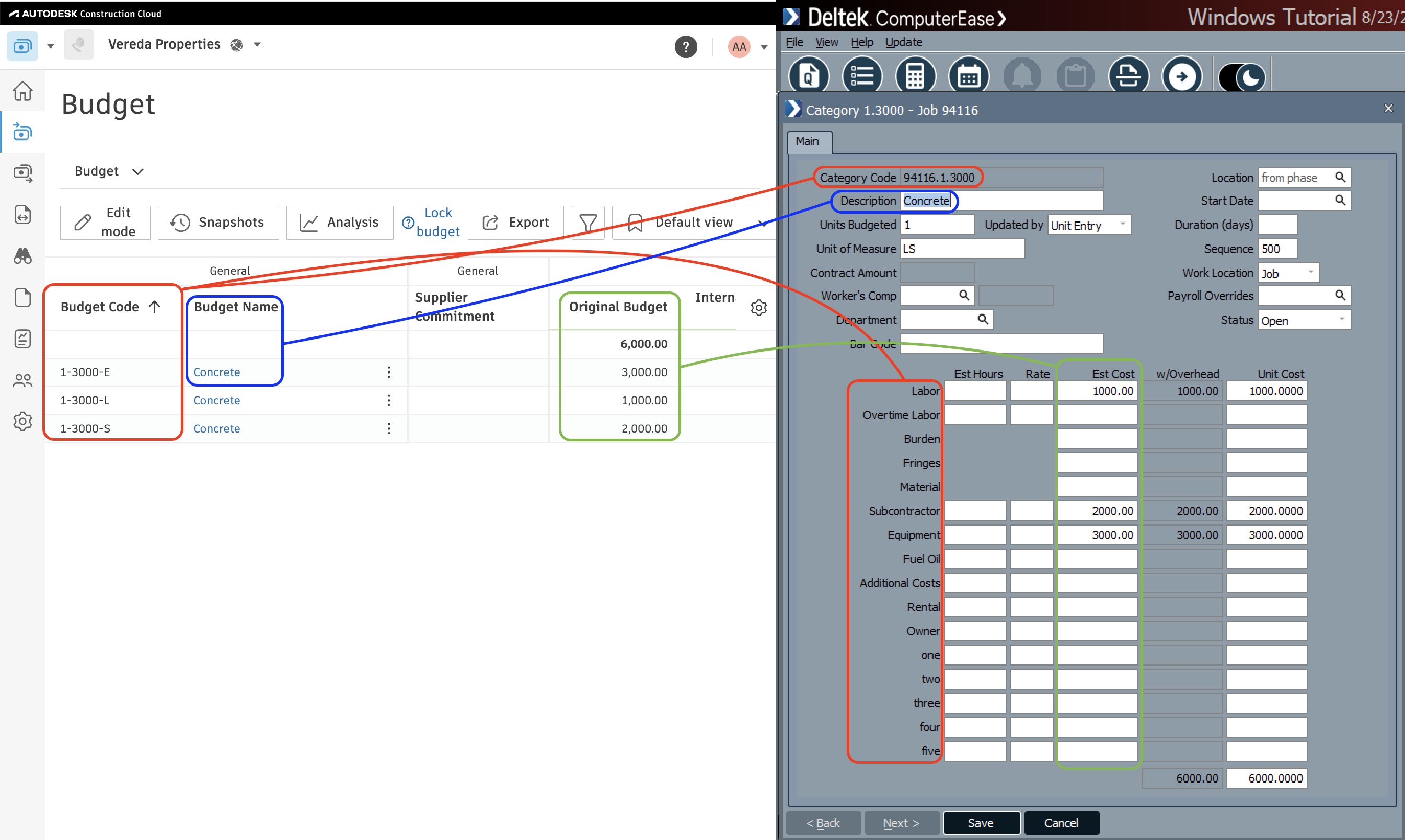 Autodesk Build and Foundation Budgets Visual Mapping