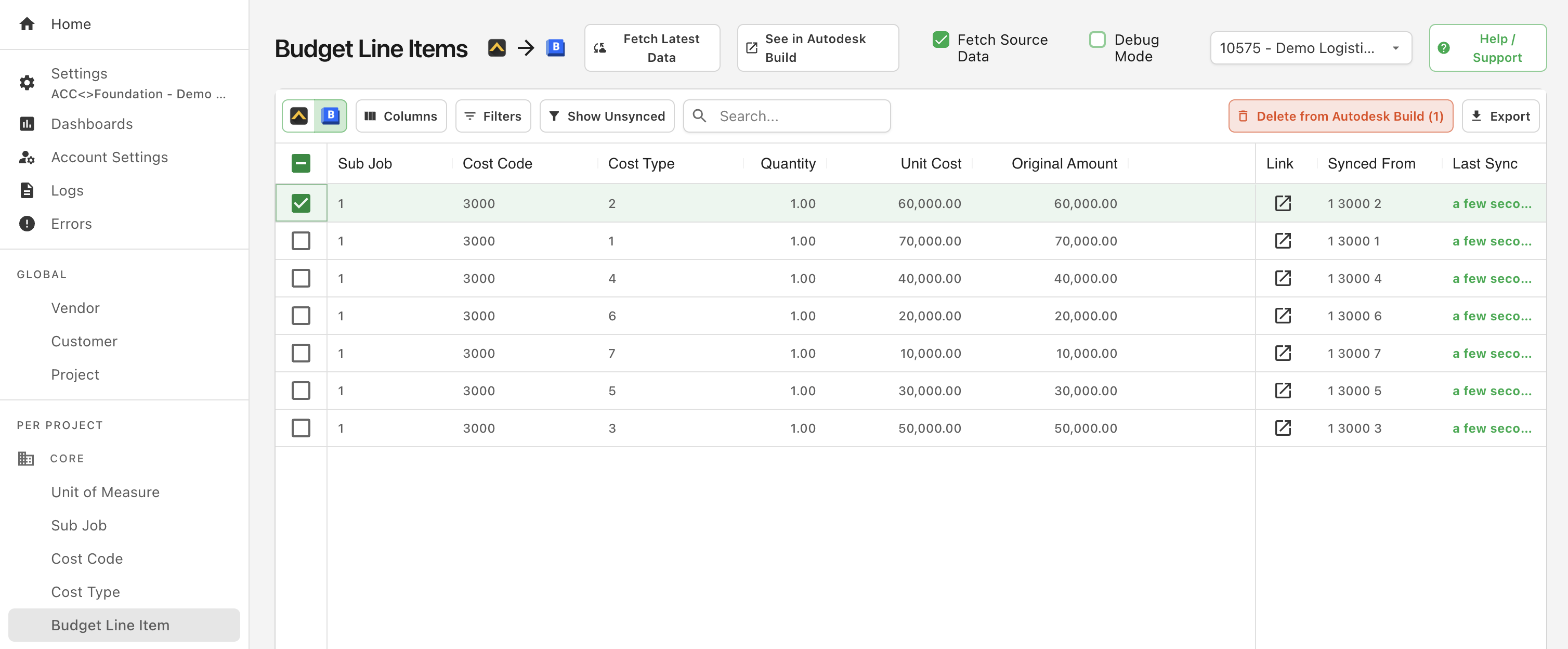 Autodesk Build and Foundation Budgets Visual Mapping