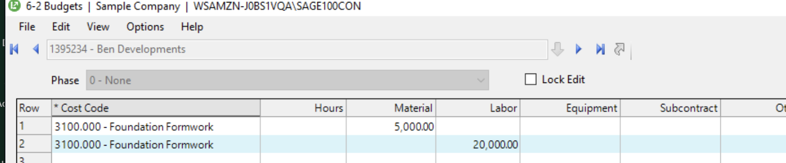 Procore and Sage 100 Budget Line Items Visual Mapping