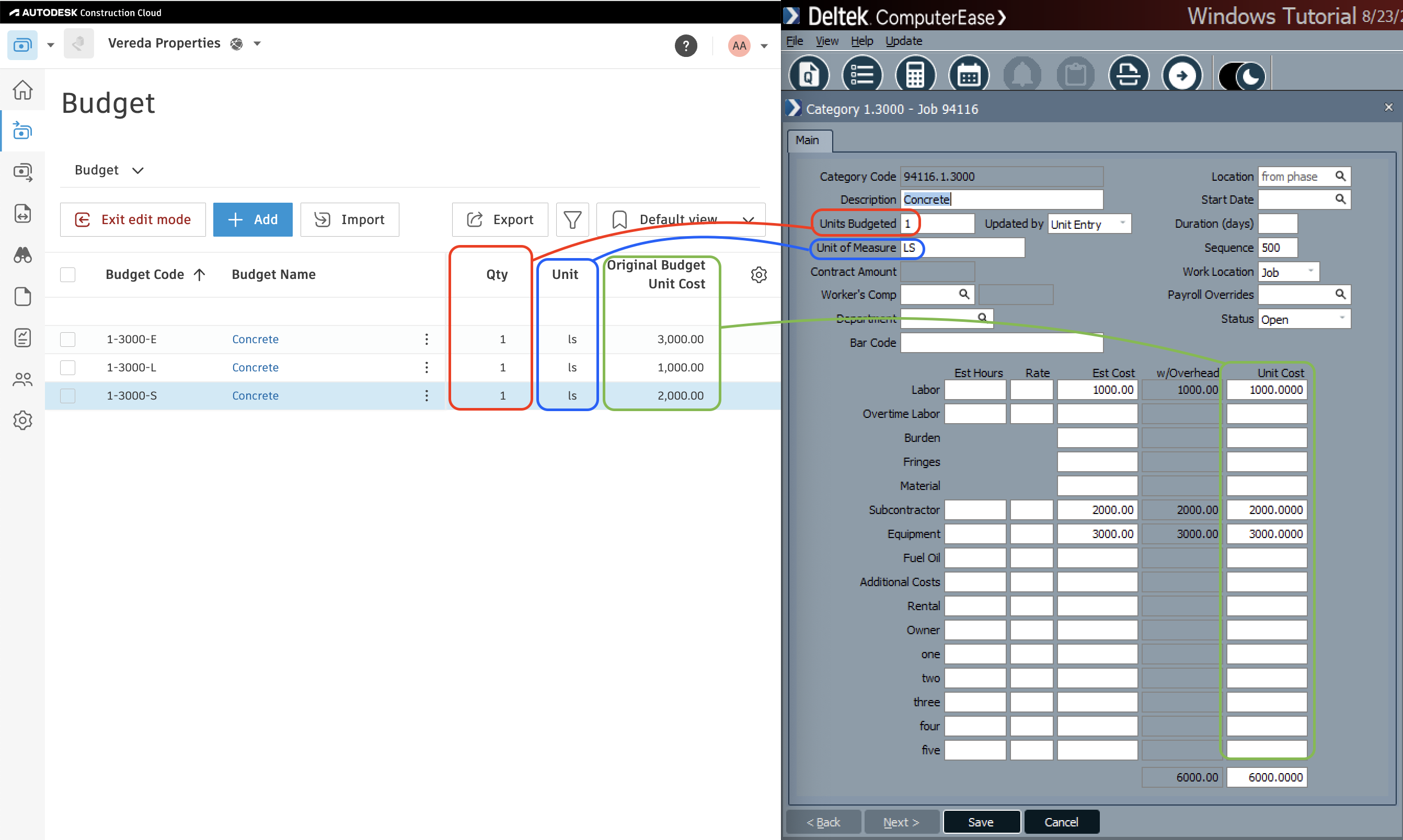 Autodesk Build and Foundation Budgets Visual Mapping