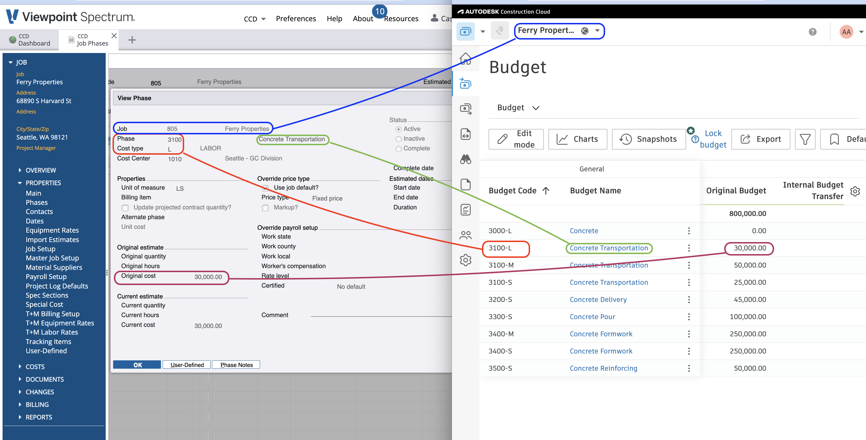 Autodesk Build and Spectrum Vendors Visual Mapping