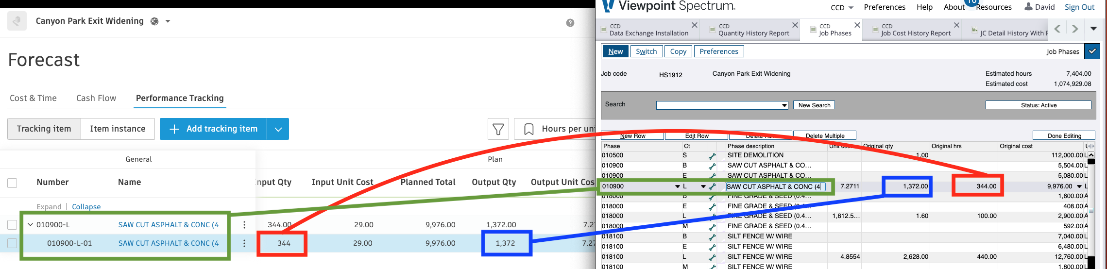 Autodesk Build and Spectrum Budget Production Quantities Visual Mapping
