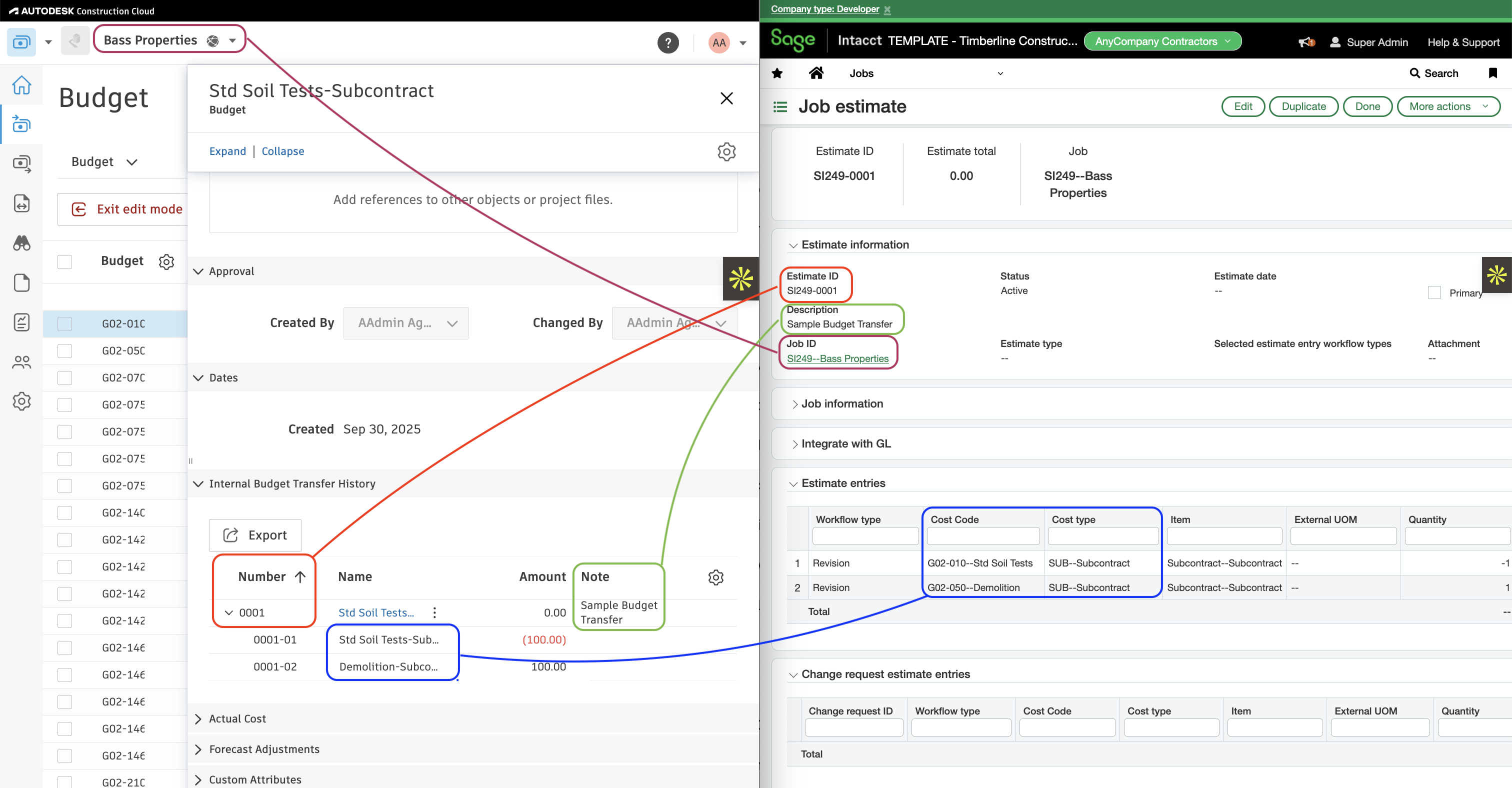 Autodesk Build and Sage Intacct Visual Mapping