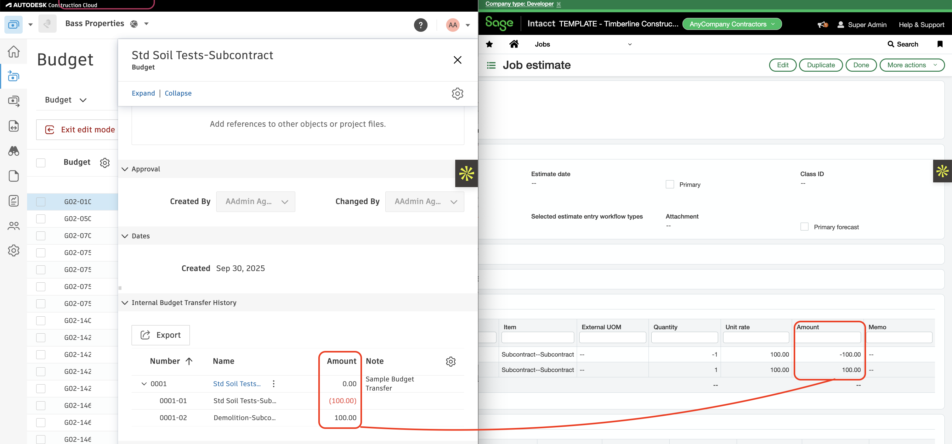 Autodesk Build and Sage Intacct Visual Mapping
