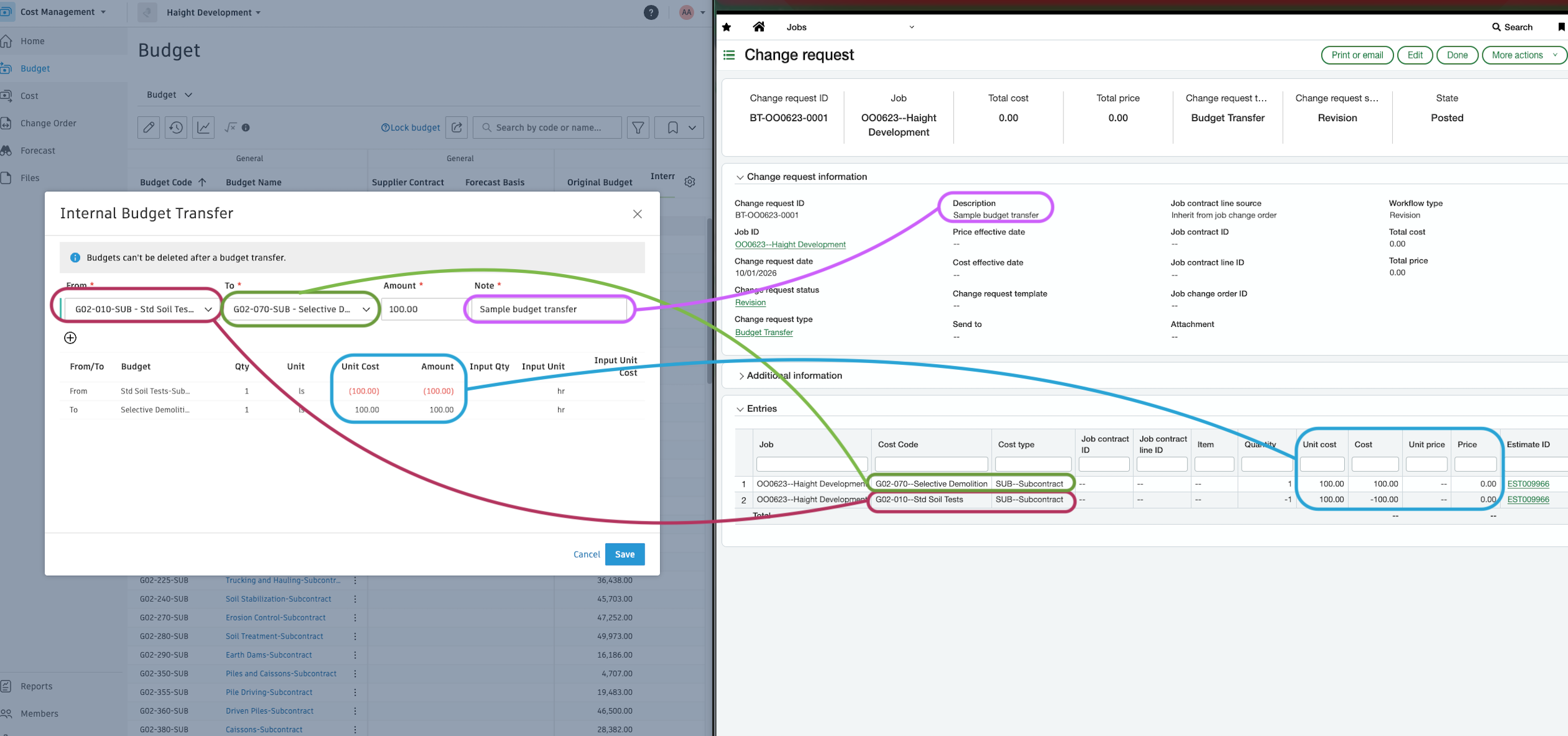 Autodesk Build and Sage Intacct Visual Mapping (Change Requests)