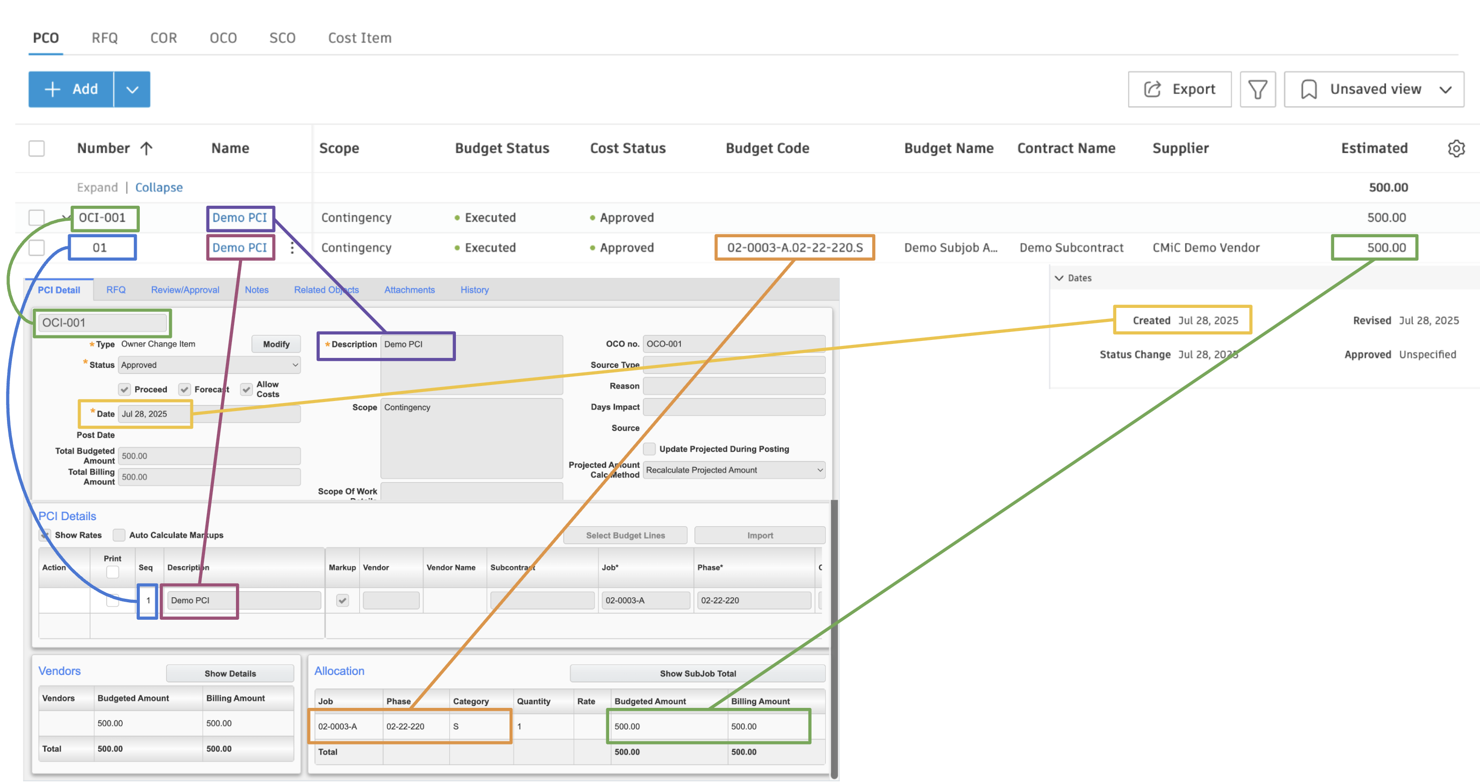 Autodesk Build and CMiC Change Events Mapping