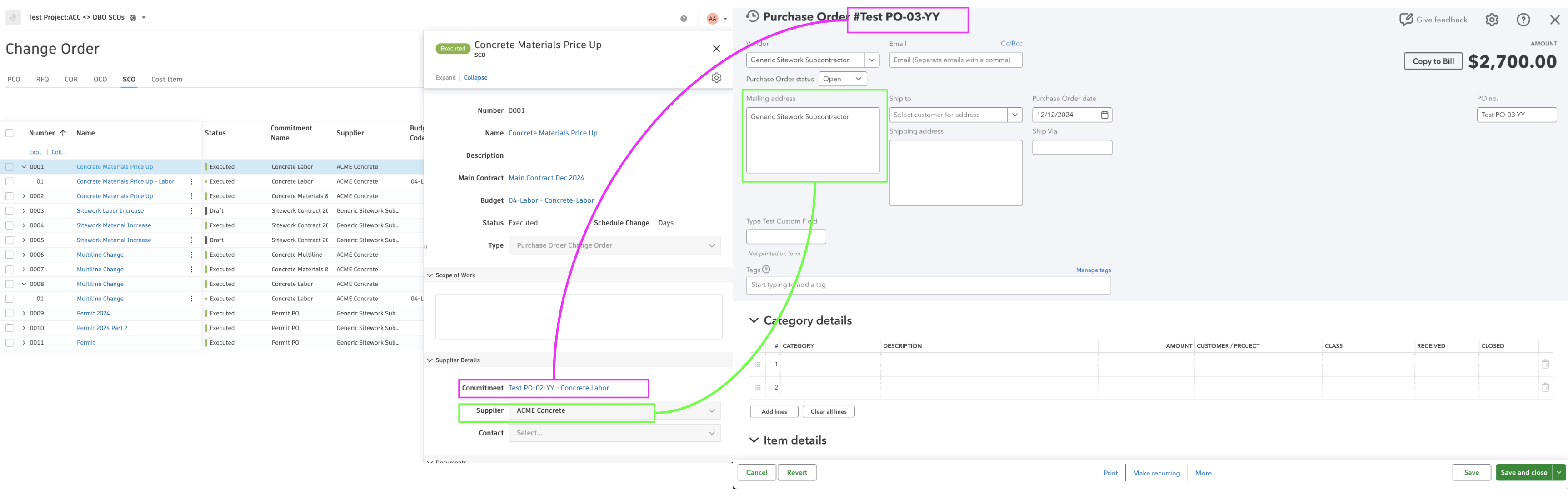 Autodesk Build and QuickBooks Online Change Orders Visual Mapping 1