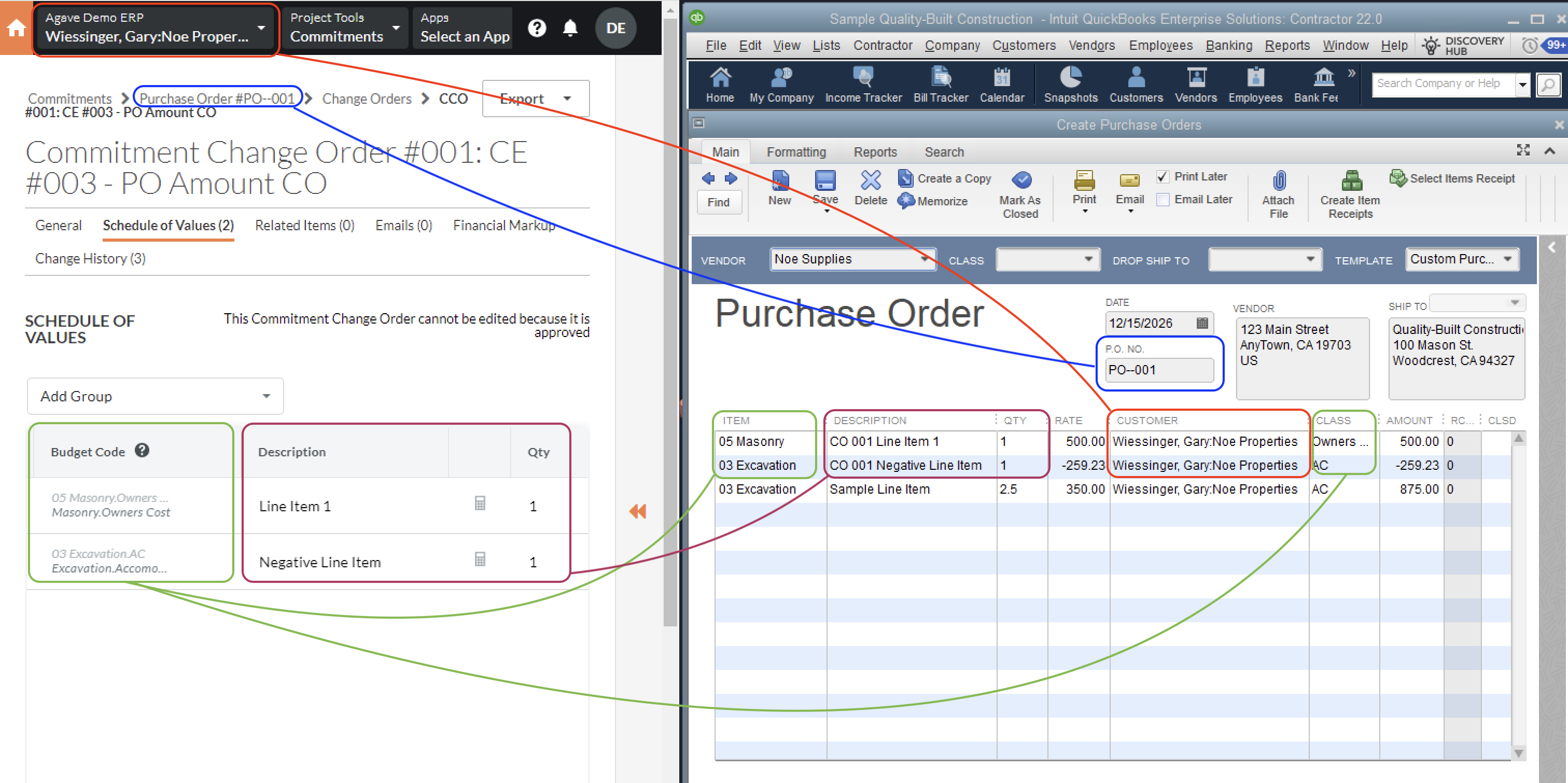 QBD and Procore Visual Mapping