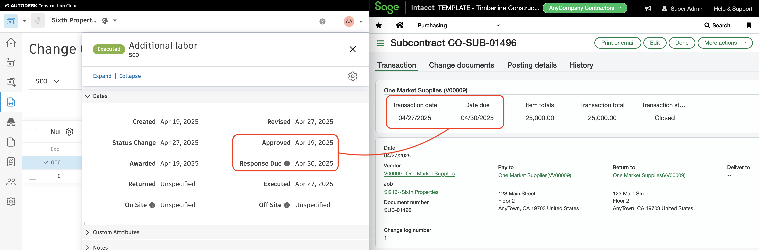 Autodesk Build and Sage Intacct Visual Mapping