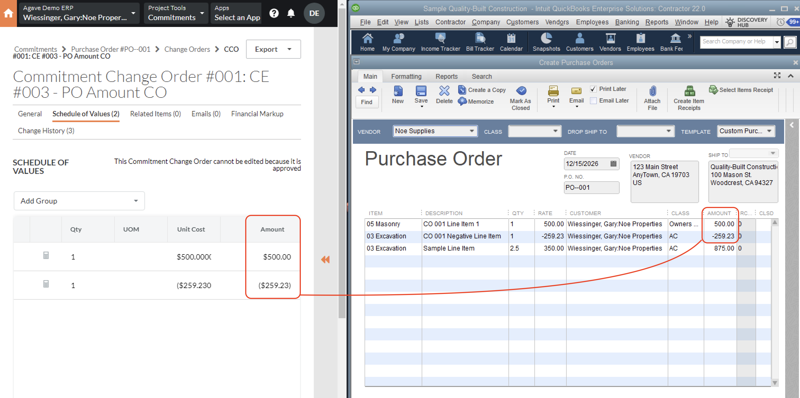 QBD and Procore Visual Mapping