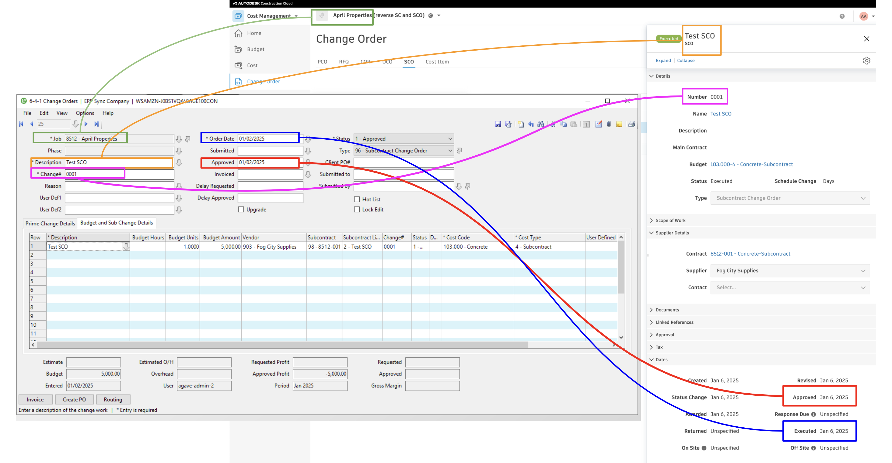 Autodesk Build and Sage 100 Change Orders Mapping