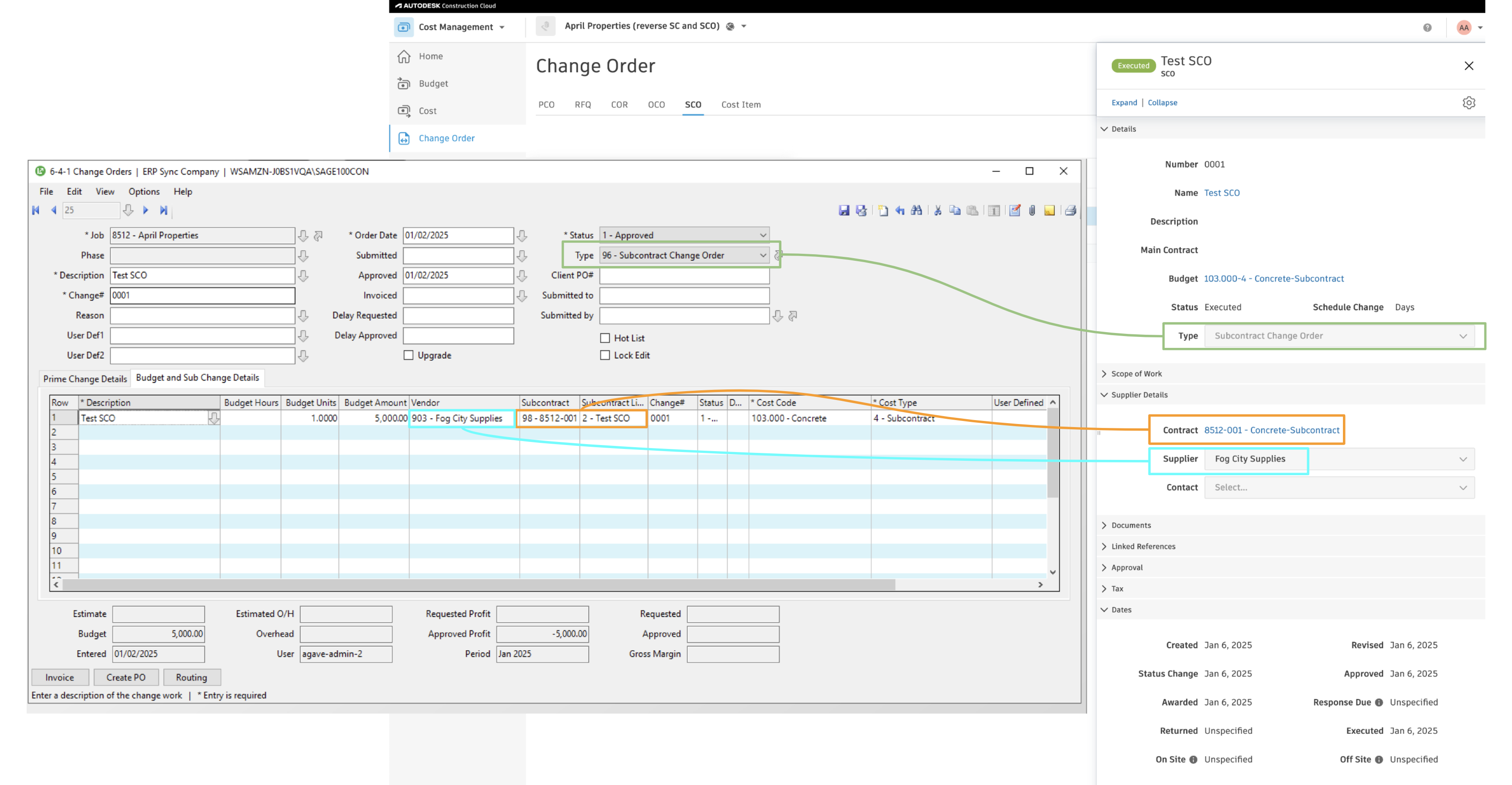 Autodesk Build and Sage 100 Change Orders Mapping