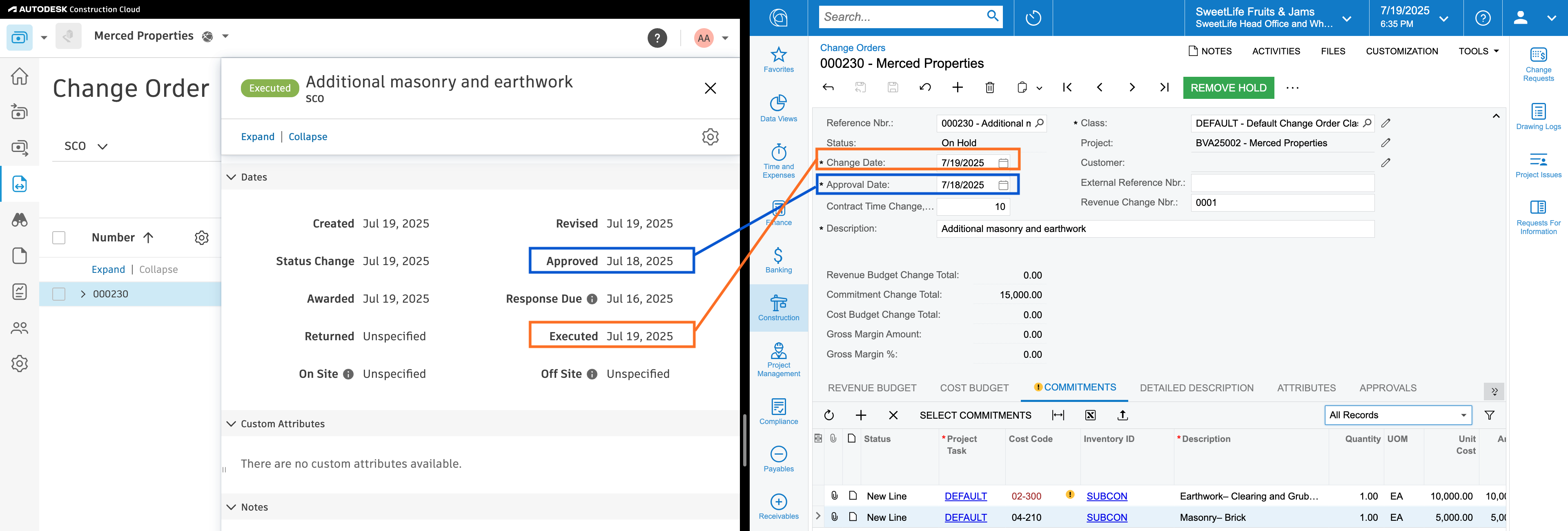 Autodesk Build and Acumatica Commitment Change Order Mapping