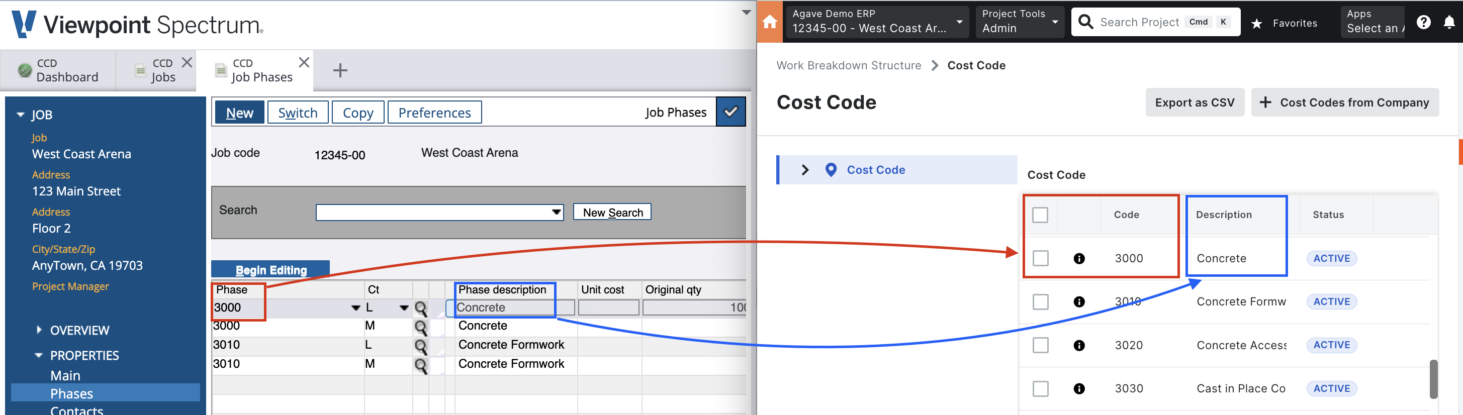 Procore and Spectrum AR Invoice Visual Mapping