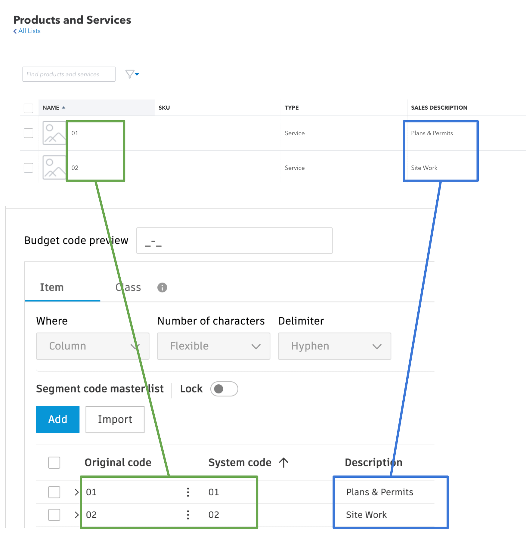 Autodesk Build and QuickBooks Online Cost Codes Visual Mapping