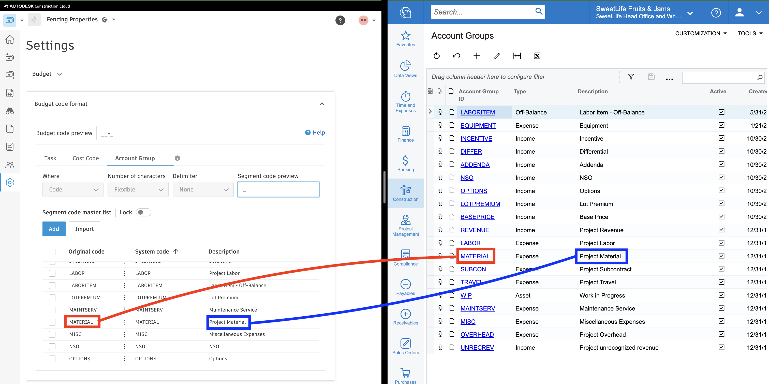 Autodesk Build and Acumatica Account Groups Mapping