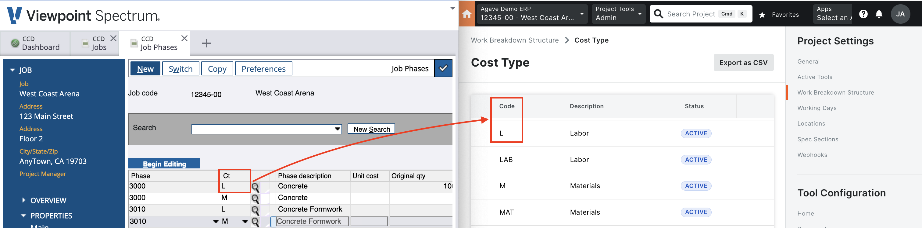 Procore and Spectrum AR Invoice Visual Mapping