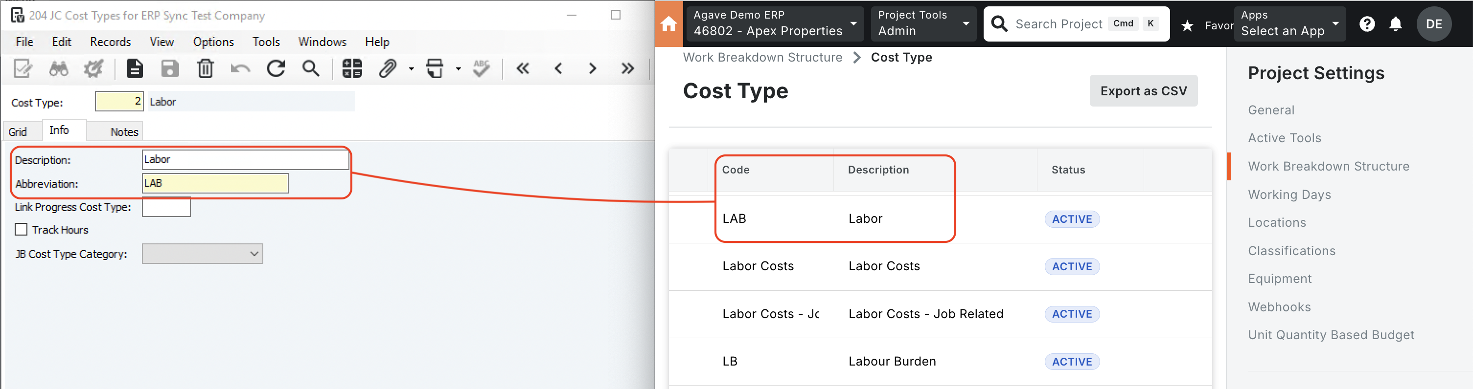 Procore and Vista Visual Mapping