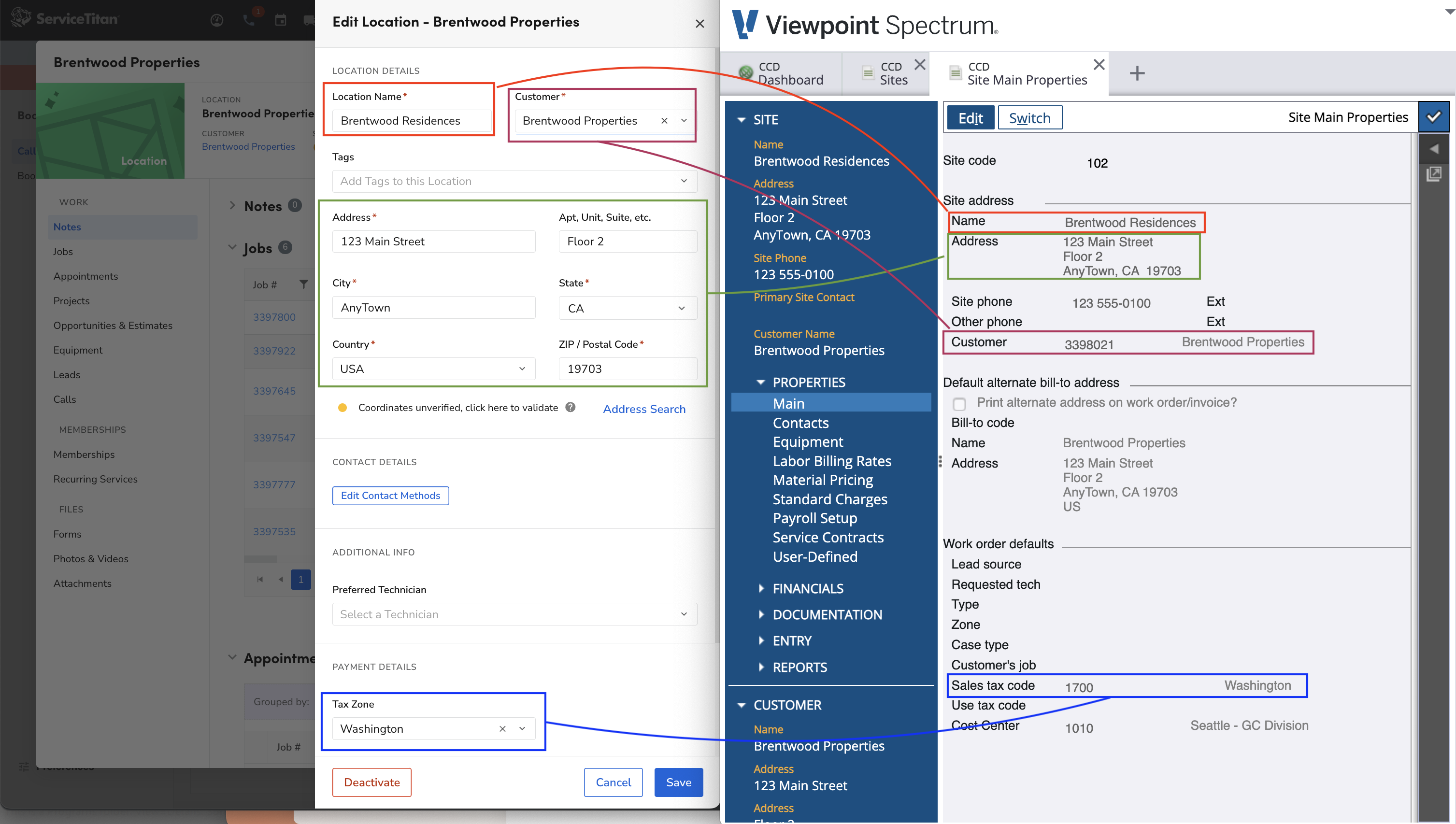 ServiceTitan and Spectrum Customer Locations Visual Mapping