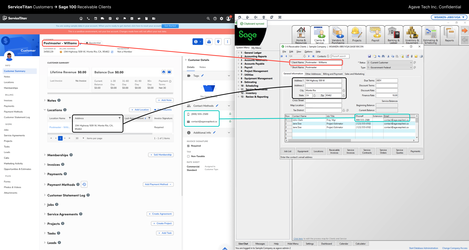 ServiceTitan and Sage 100 Contractor Customers Visual Mapping