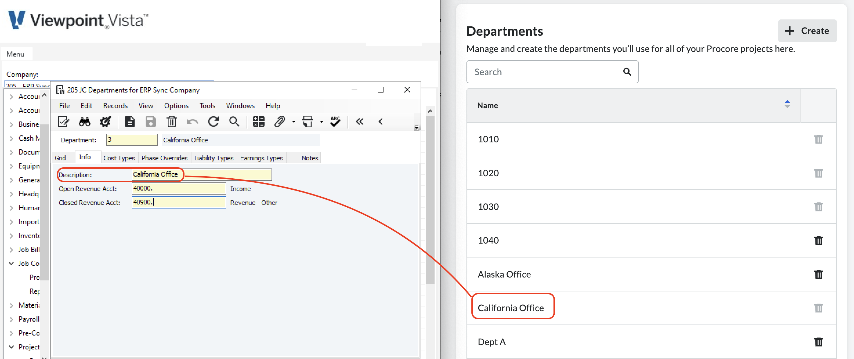 Procore and Vista Visual Mapping