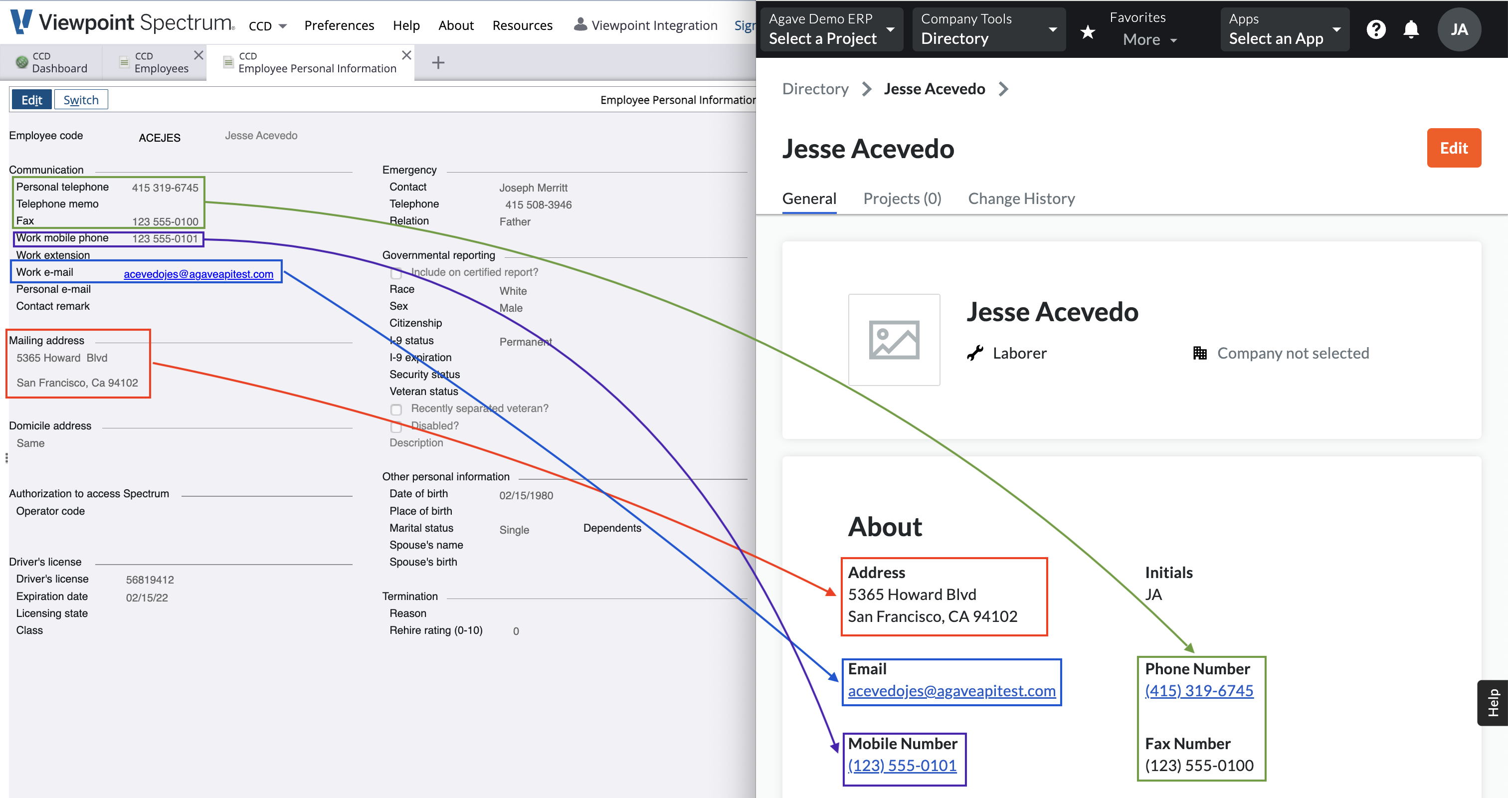 Procore and Spectrum AR Invoice Visual Mapping