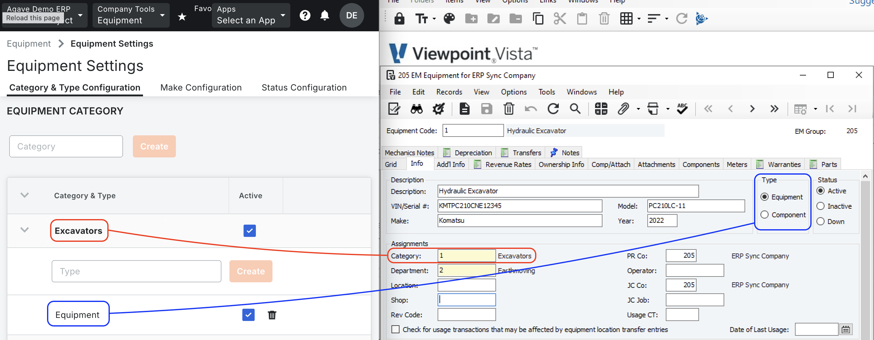 Vista and Procore Visual Mapping