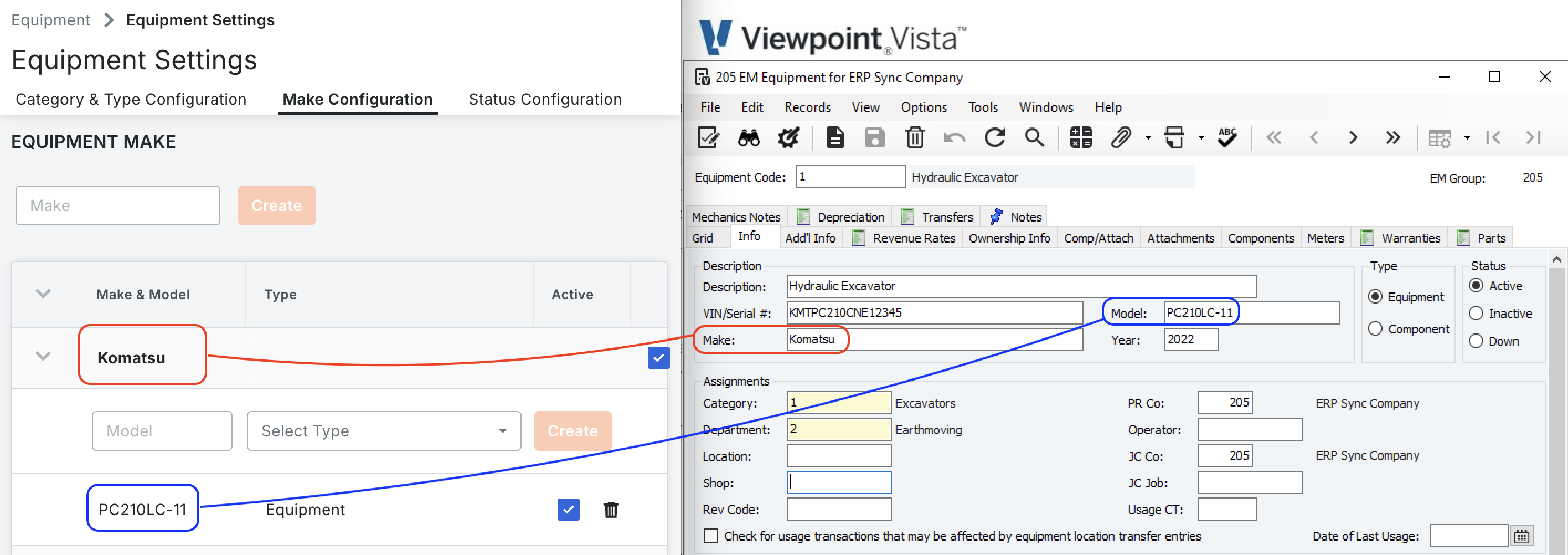 Vista and Procore Visual Mapping
