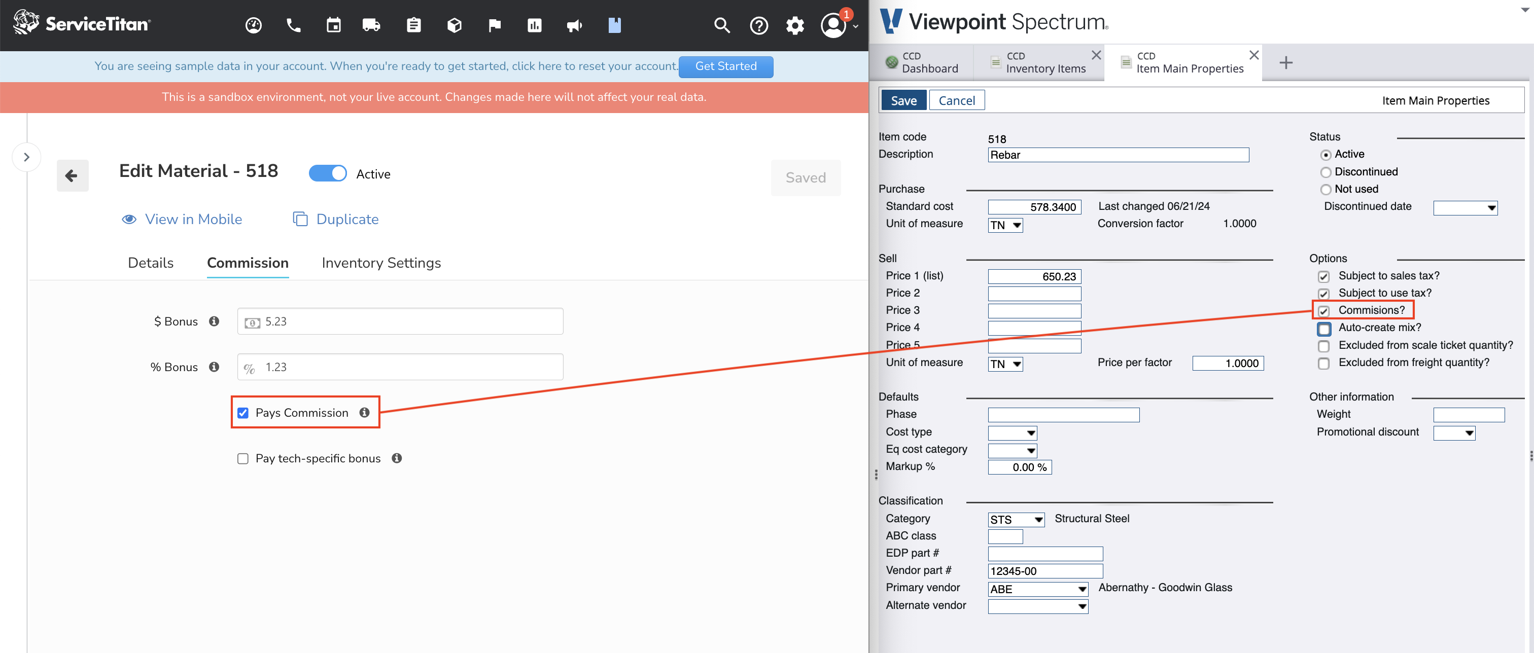 ServiceTitan and Spectrum Items Visual Mapping