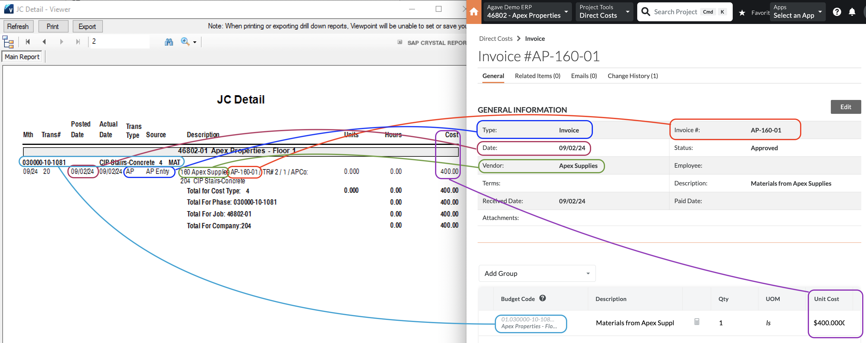 Procore and Vista Visual Mapping