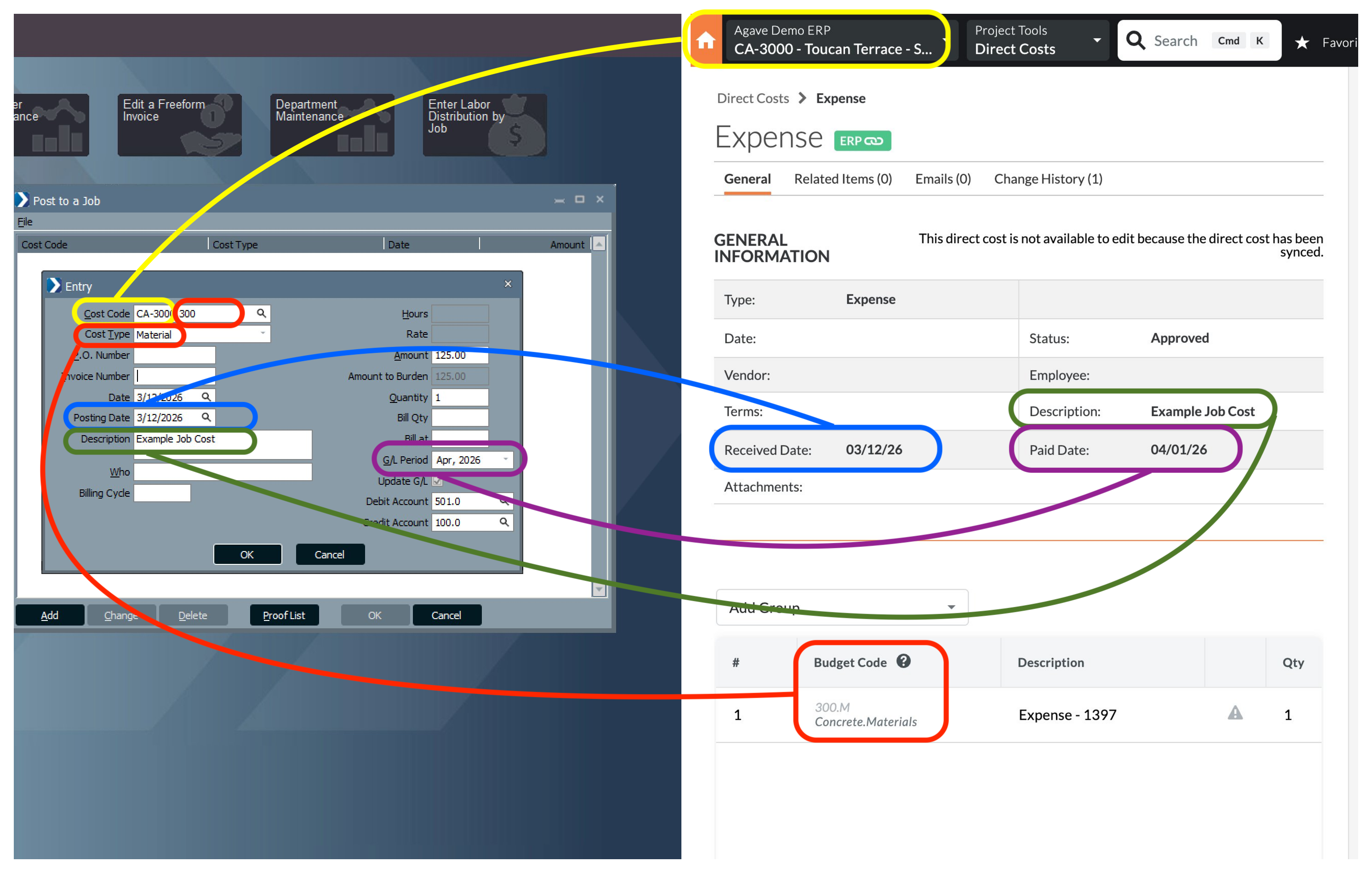 Procore and ComputerEase Job Costs Visual Mapping 1
